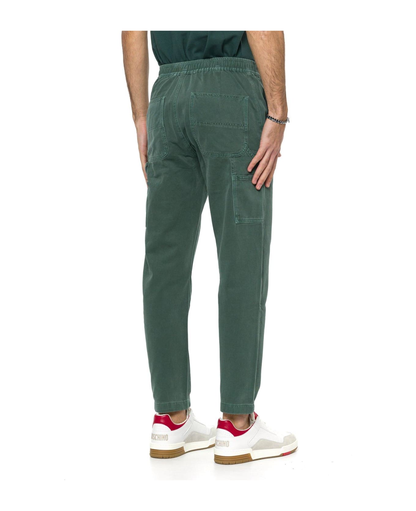 Moschino Log Embroidered Tapered Slim-fit Jeans - Verde