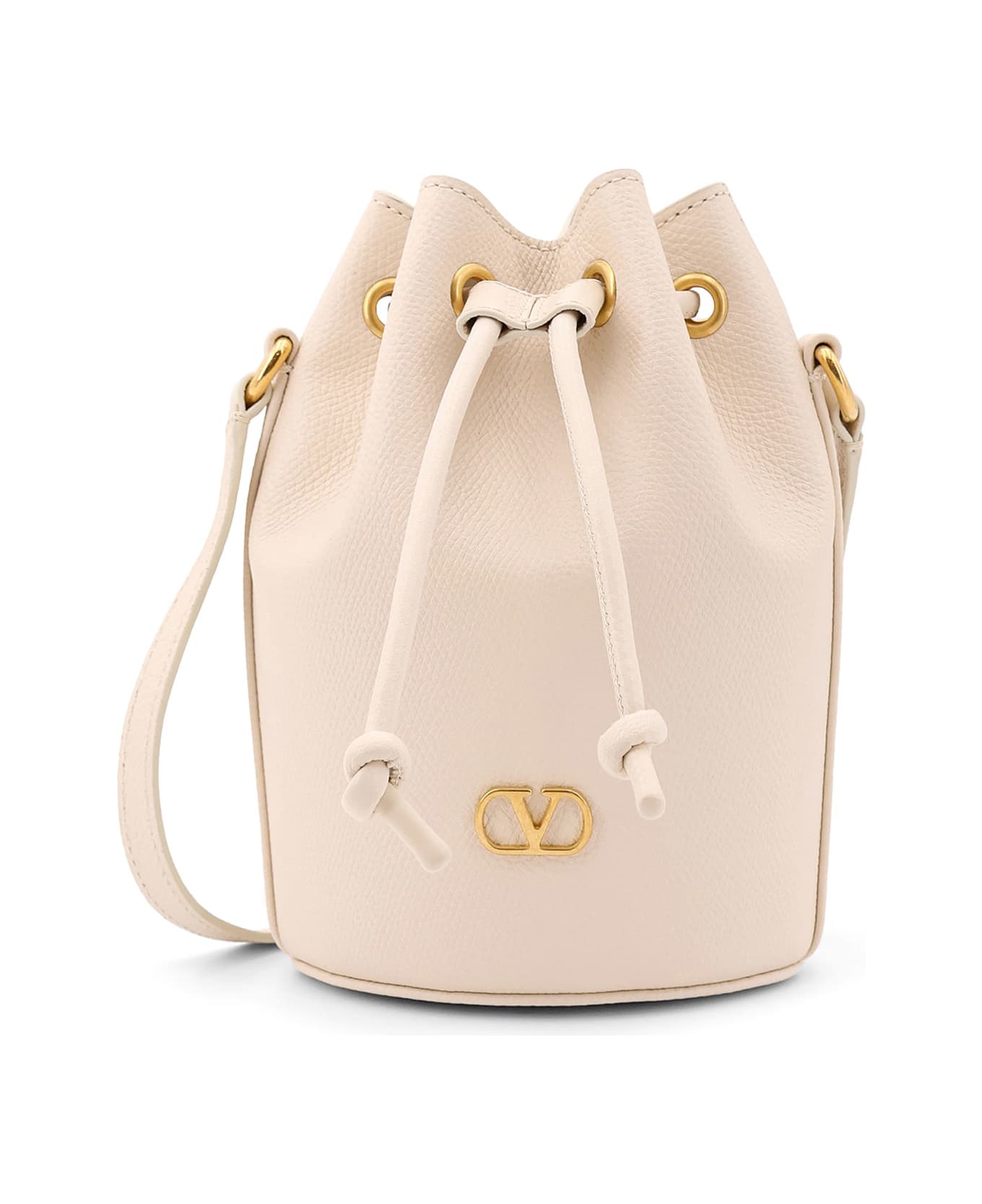 Valentino Garavani Ivory Leather Bucket Bag - Beige
