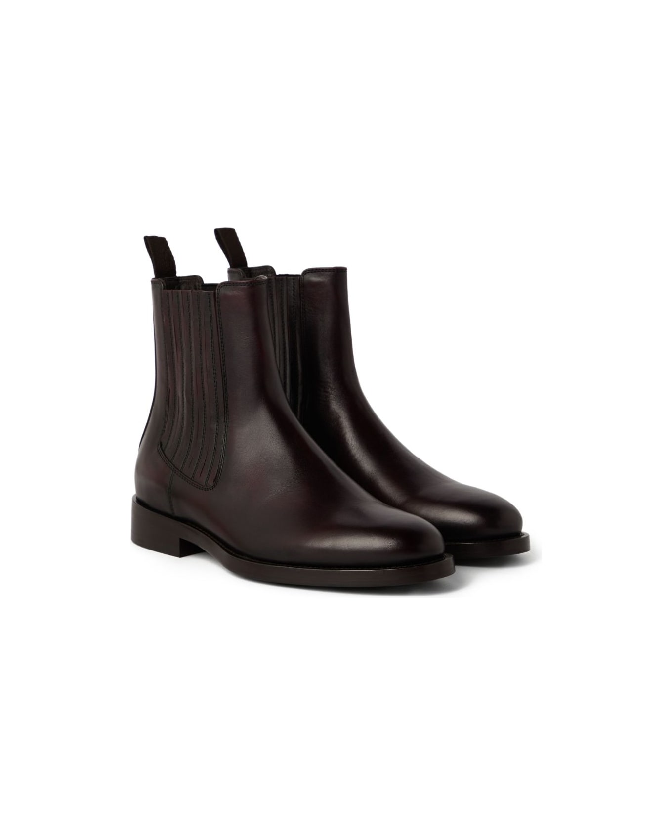Brunello Cucinelli Leather Chelsea Boots - Marrone scuro