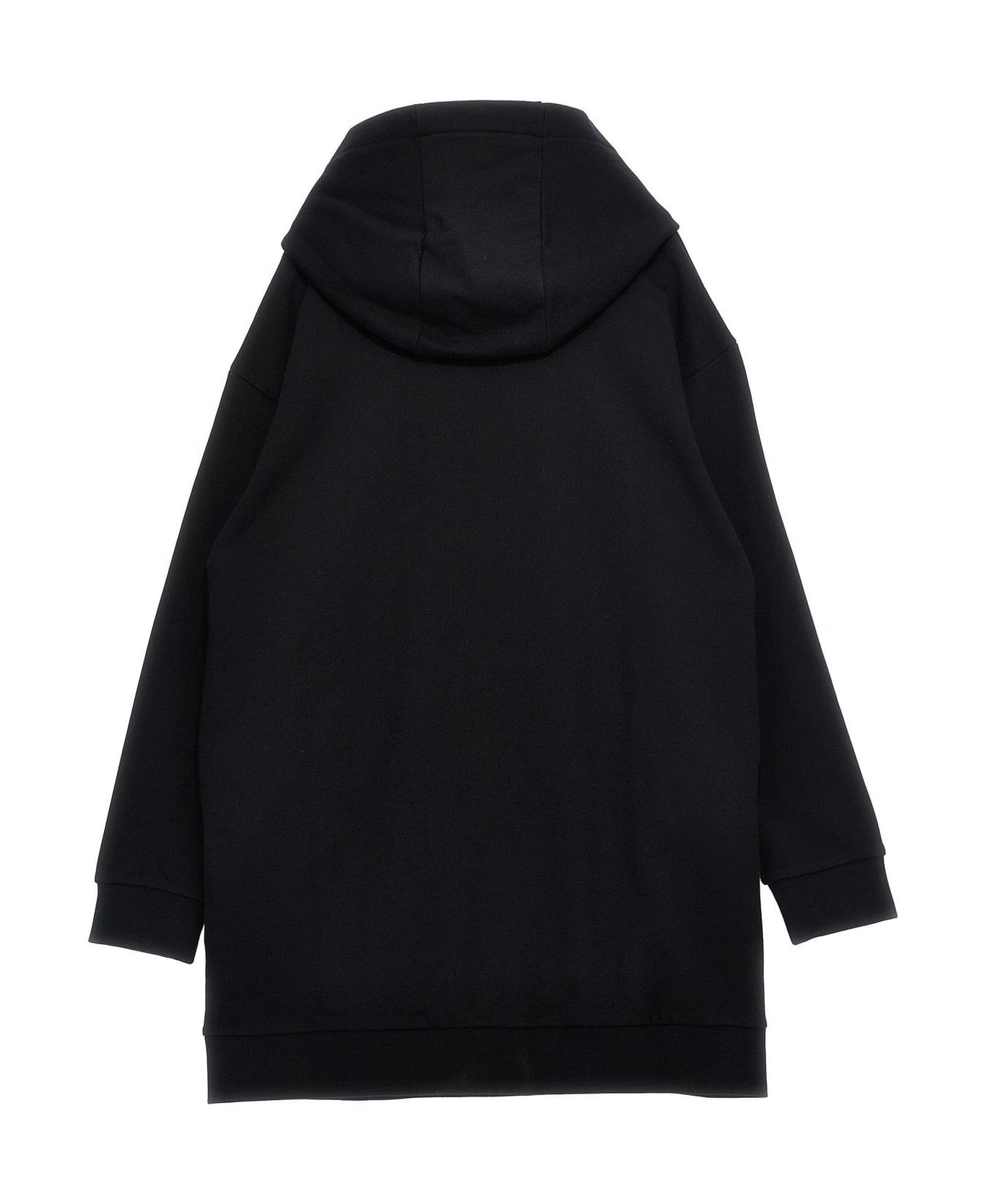 Fendi Logo Embroidered Jersey Hoodie Dress - Nero