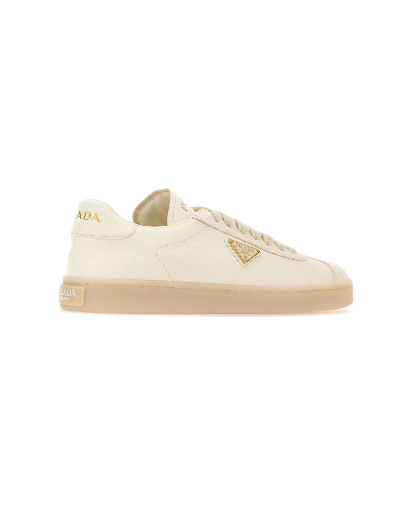 Prada Ivory Leather Downtown Sneakers - AVORIO