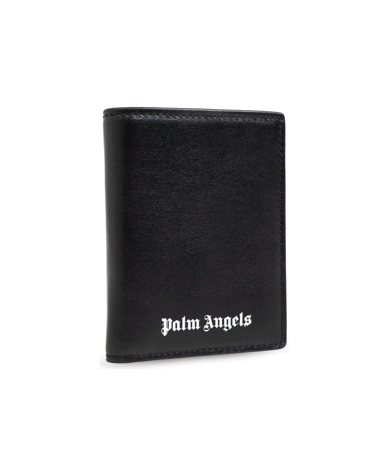 Palm Angels Logo Printed Bi-fold Wallet - BLACK/WHITE