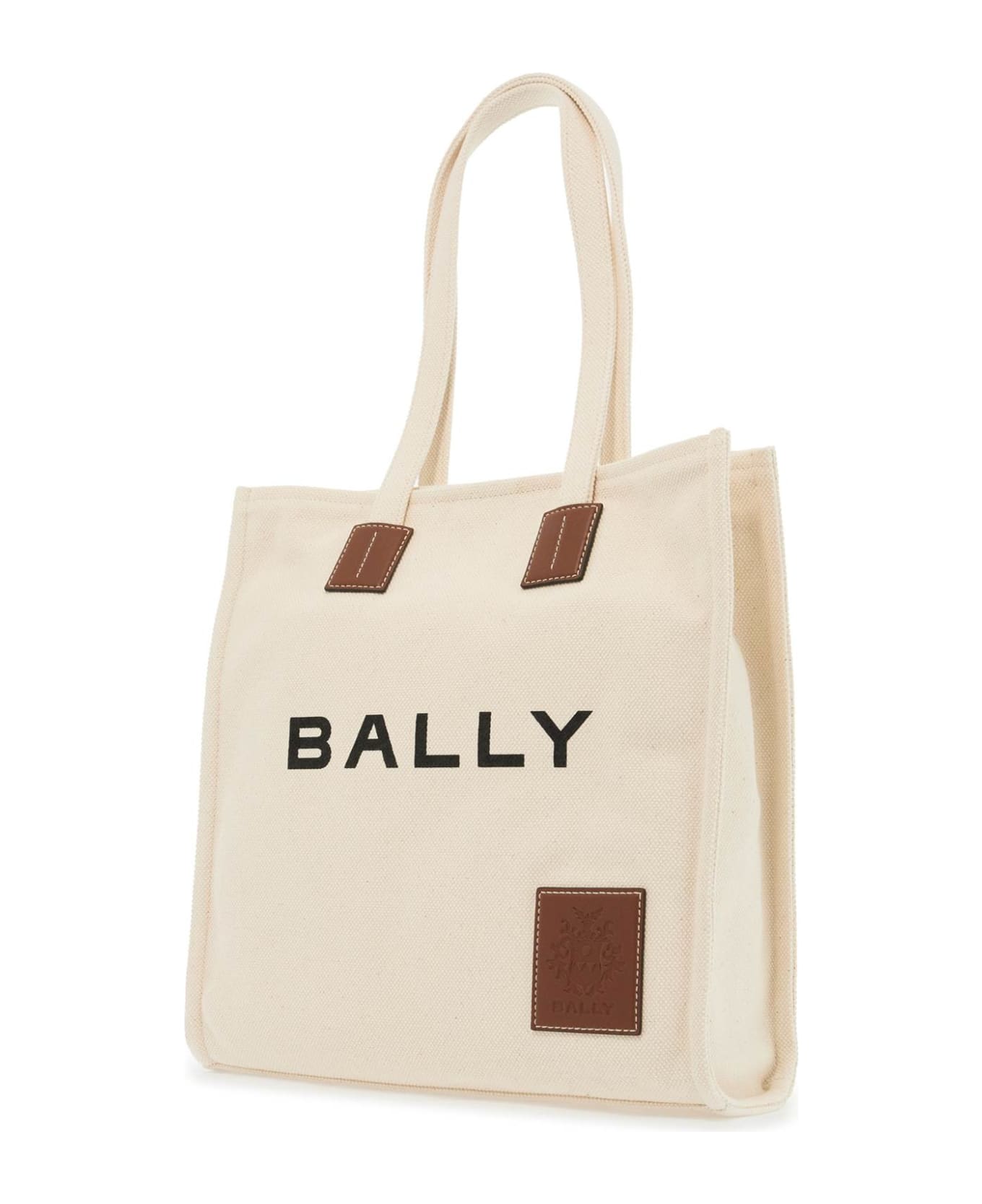 Bally Akelei Canvas Tote Bag With - NATURAL/CUERO+ORO