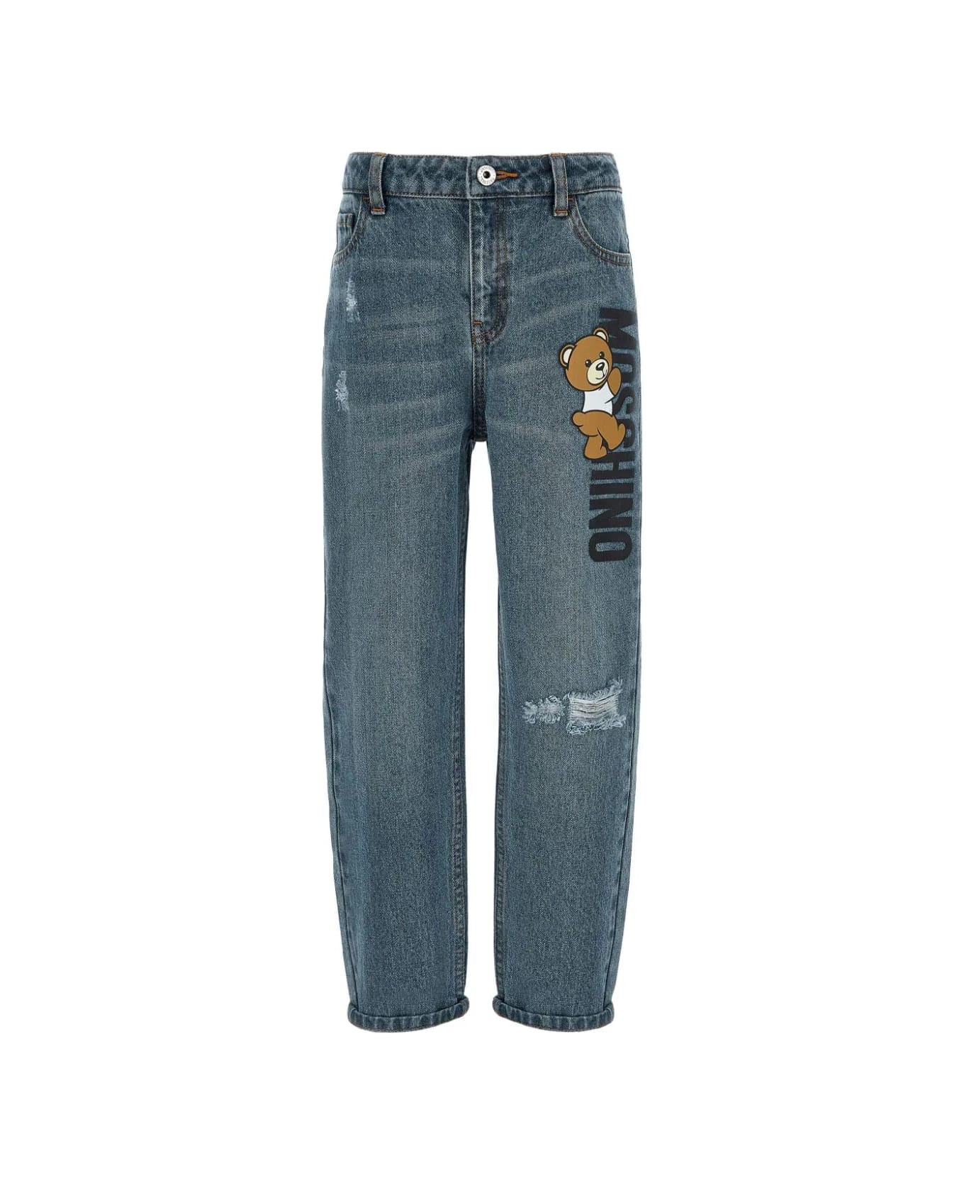 Moschino Blue Jeans With Moschino Teddy Bear Logo - Blue