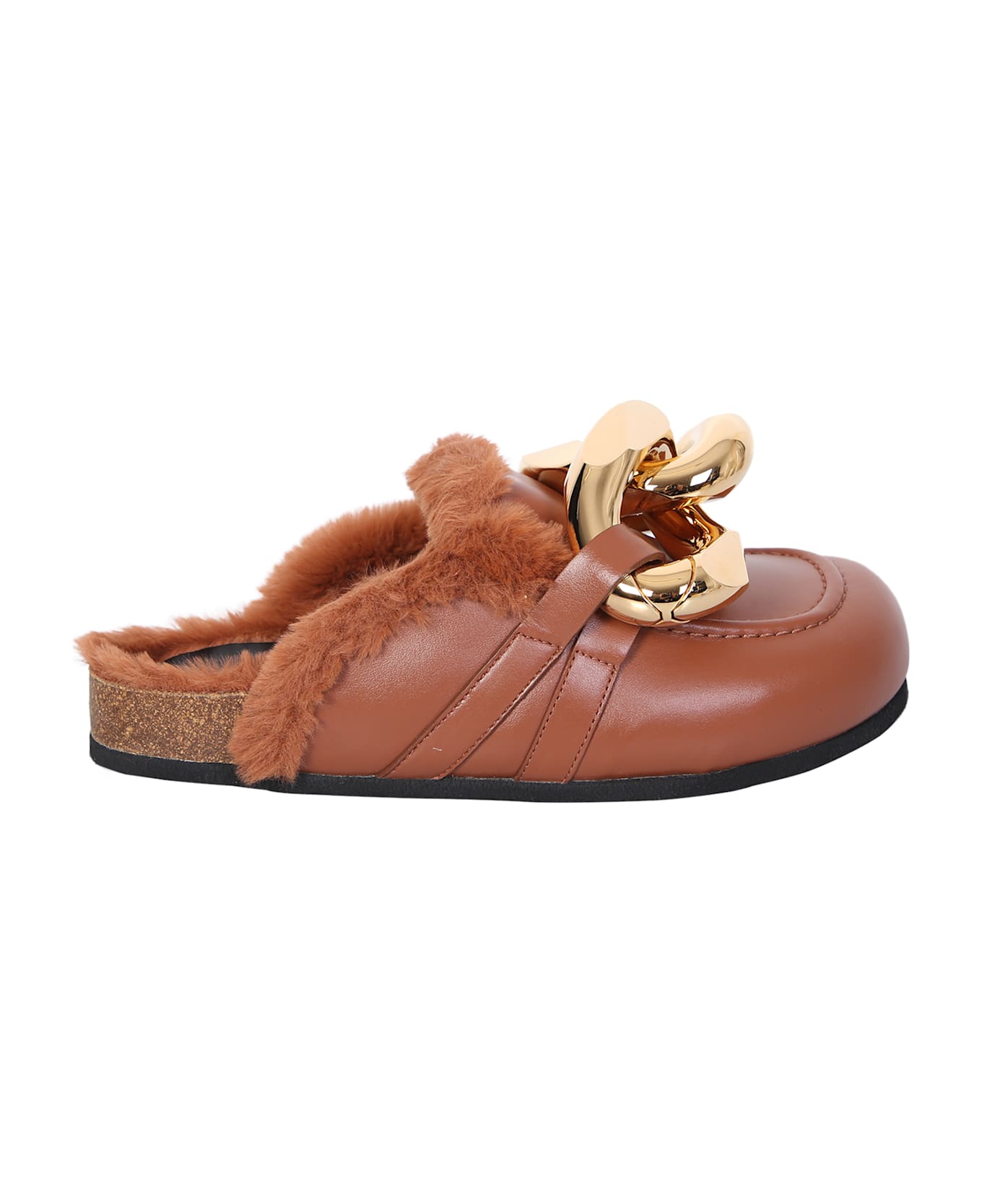 J.W. Anderson Shearling Chain Mules - Brown