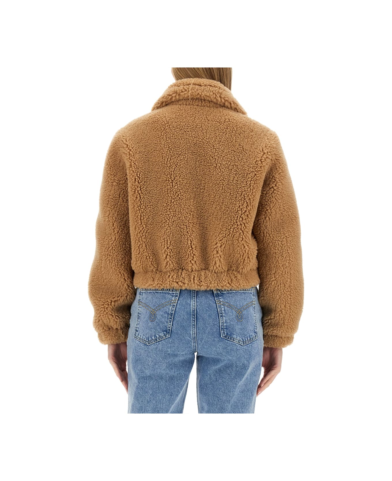M05CH1N0 Jeans Furry Effect Jacket - BEIGE