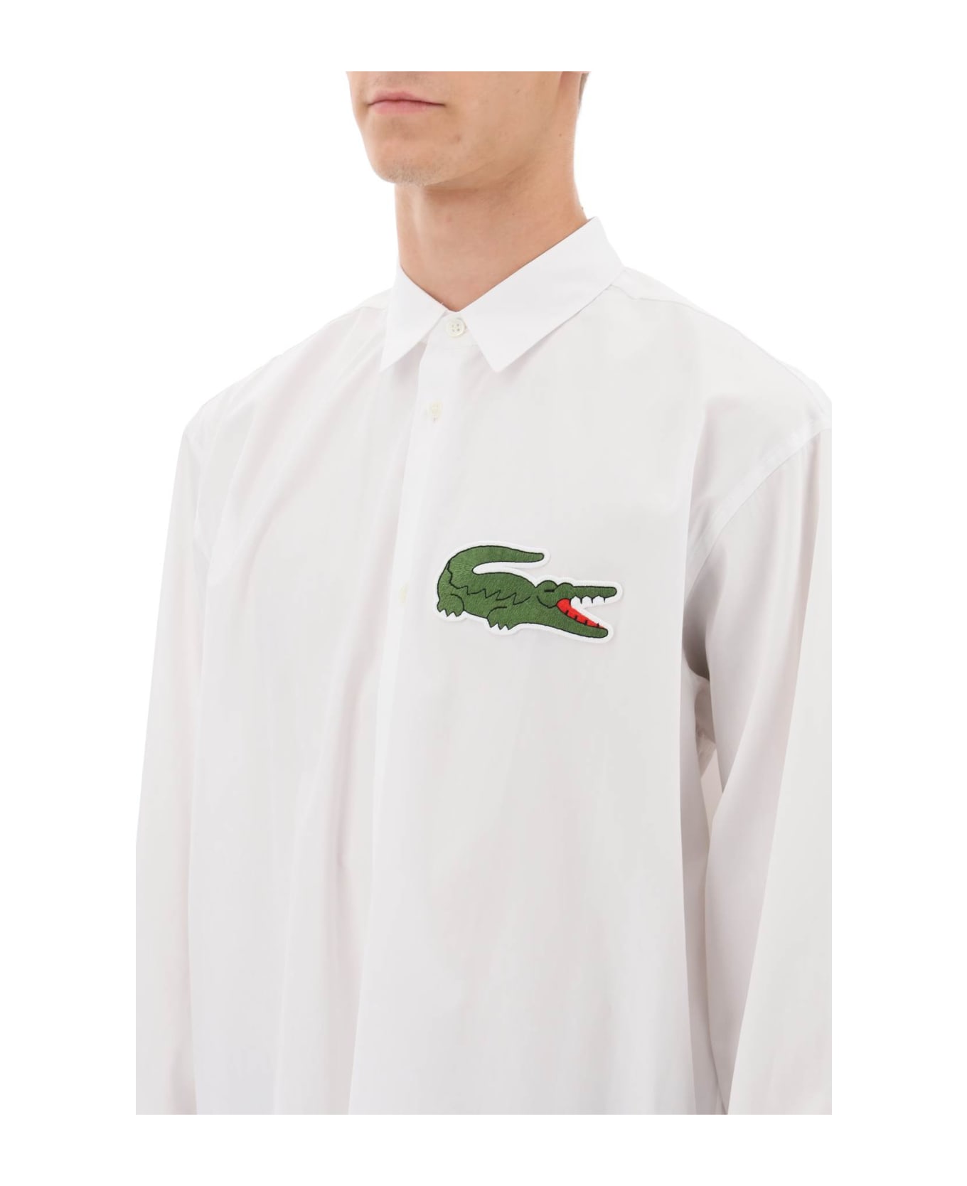 Comme des Garçons Shirt Boy X Lacoste Oversized Shirt With Maxi Patch - White