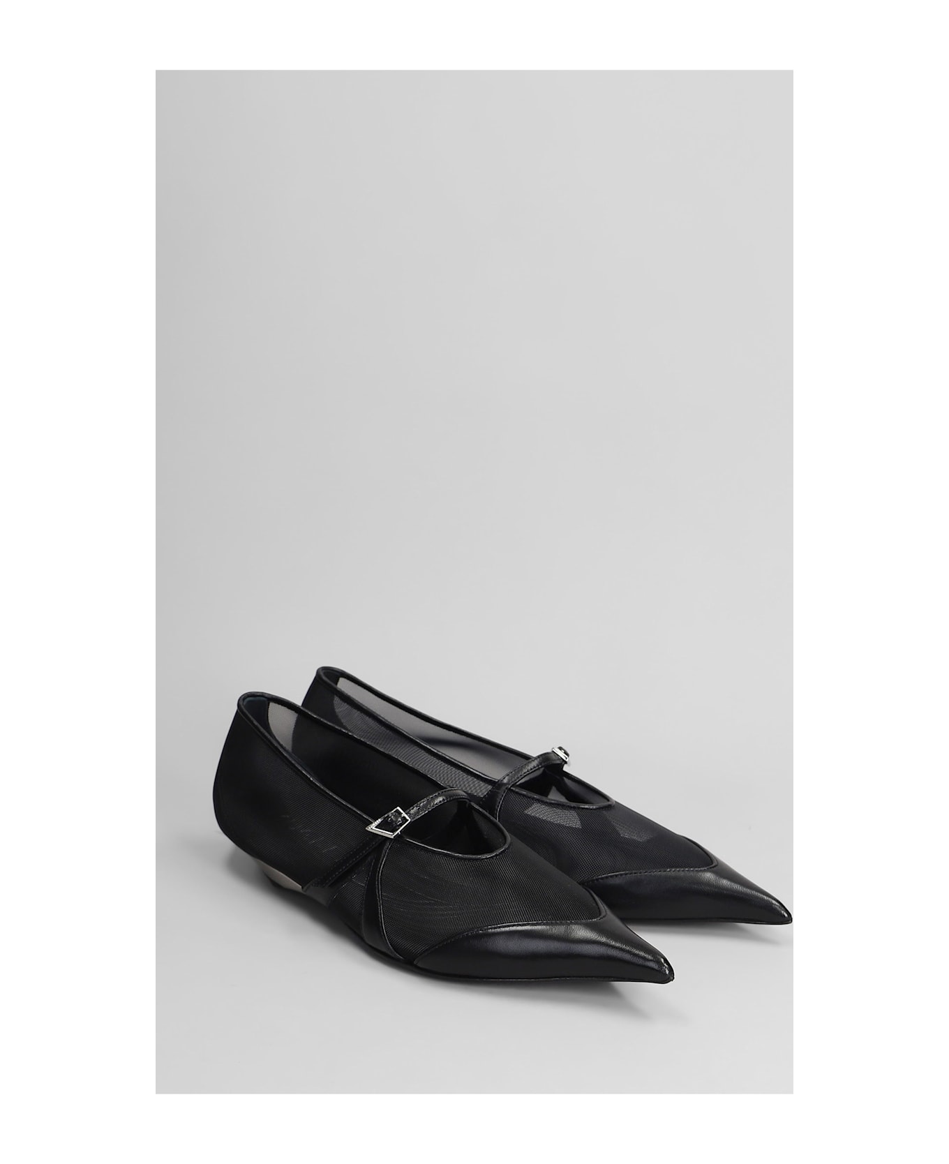 Mugler Ballet Flats In Black Polyamide - black