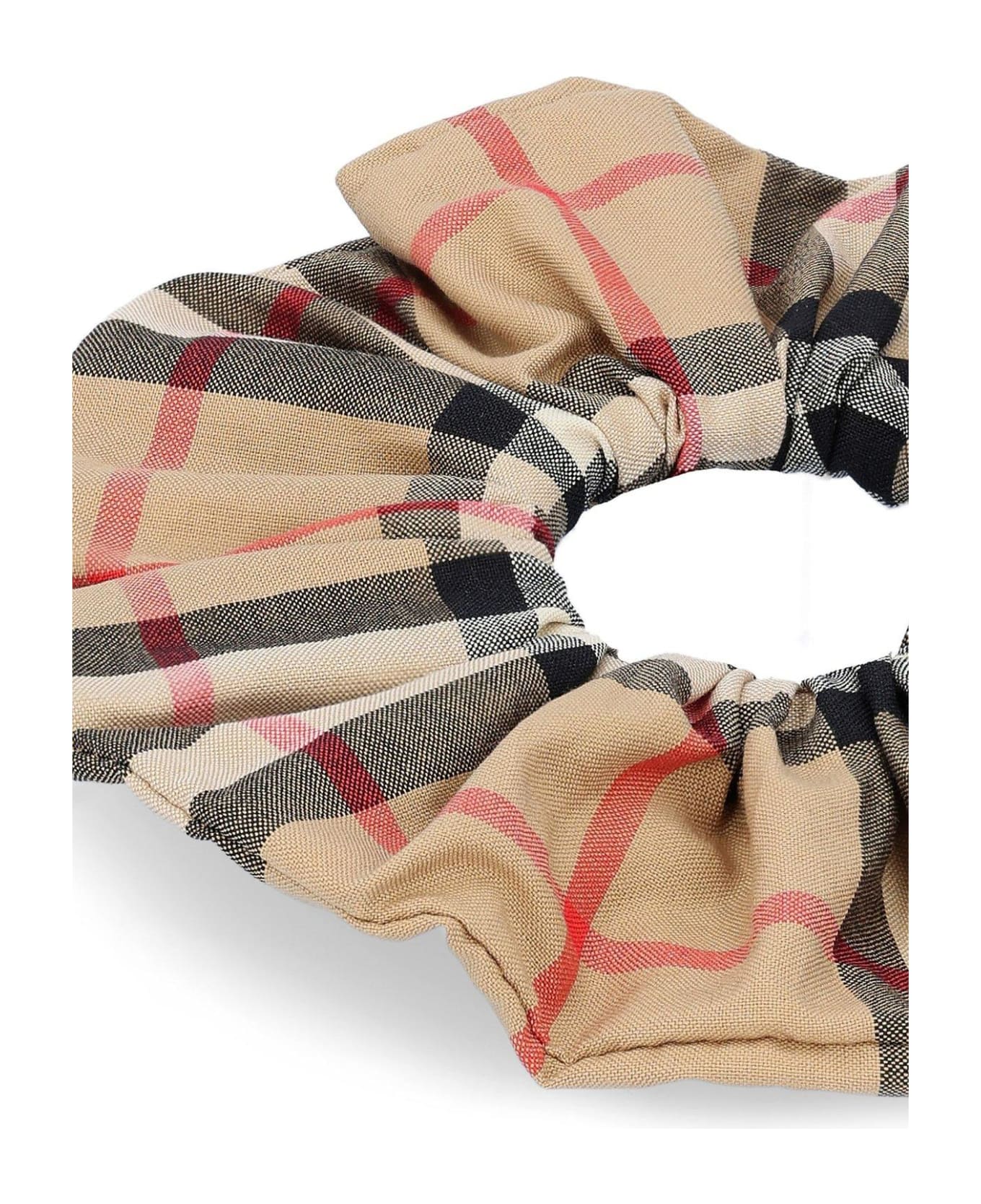 Burberry Checked Ruched Scrunchie - Archive beige
