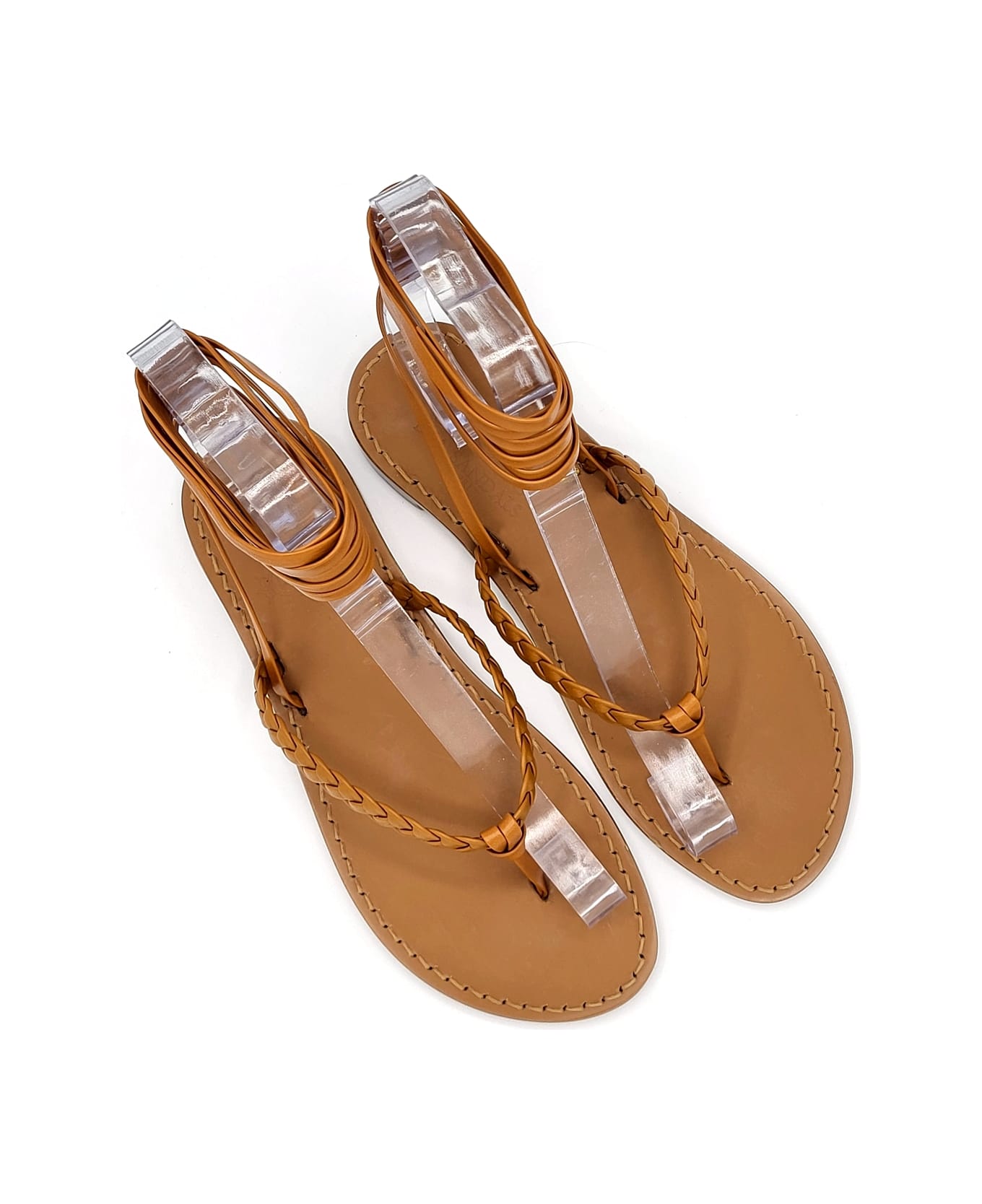 Dea Sandals Brown Woven Leather Gladiator Sandals - brown