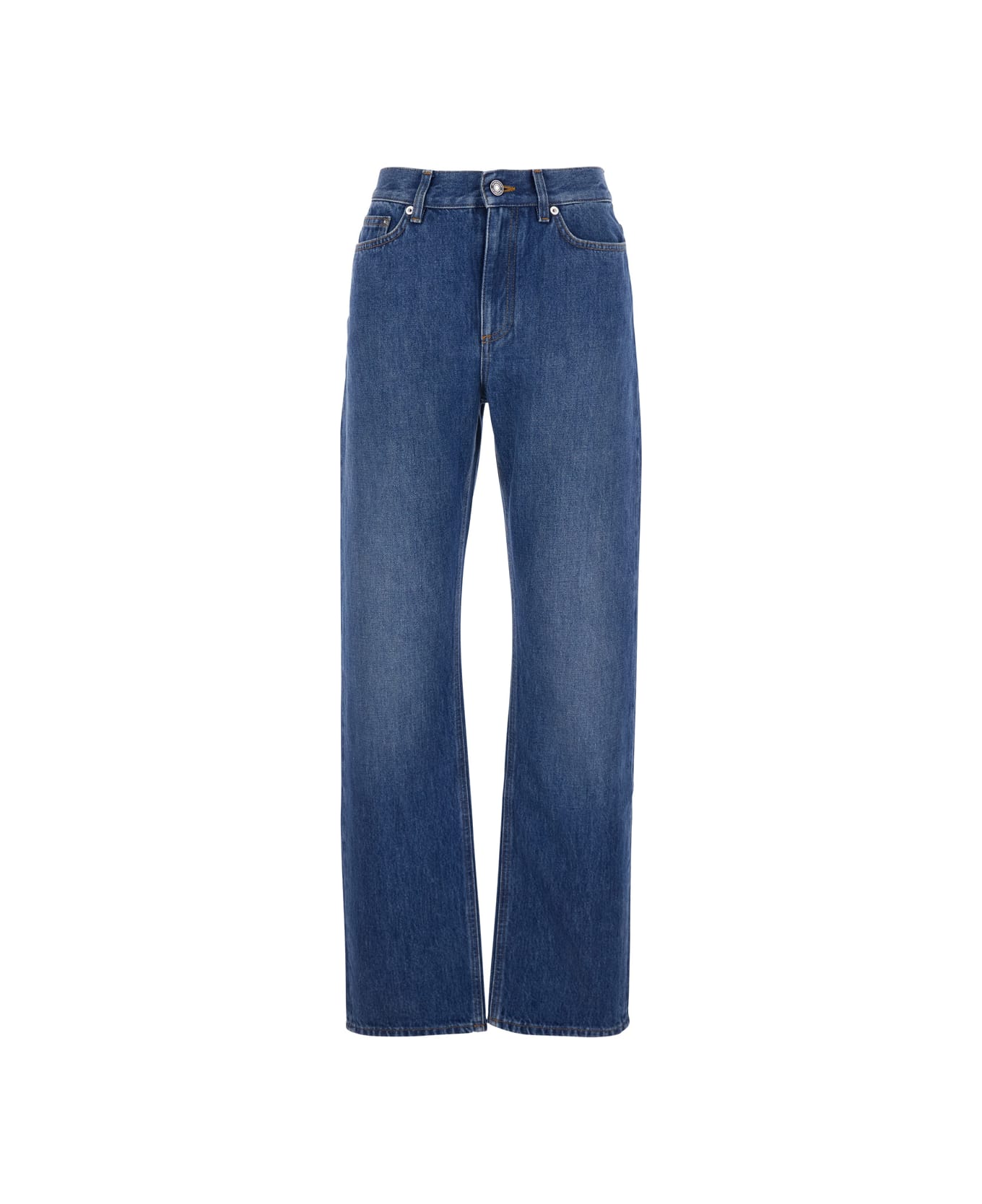 Givenchy Blue Pants With Belt Loops And Logo Patch On The Rear In Denim Woman - Blu