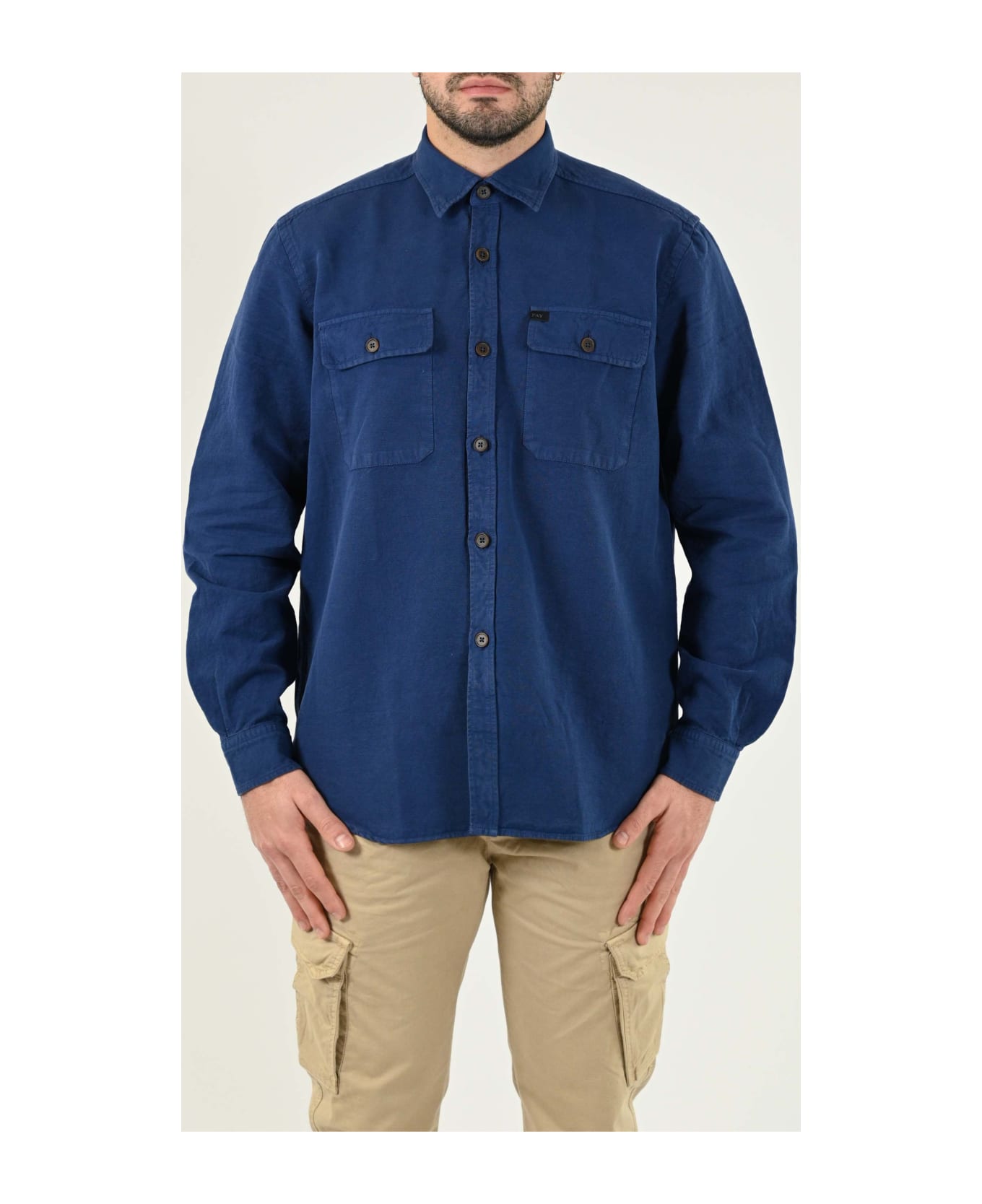 Fay French Collar Shirt - BLUE