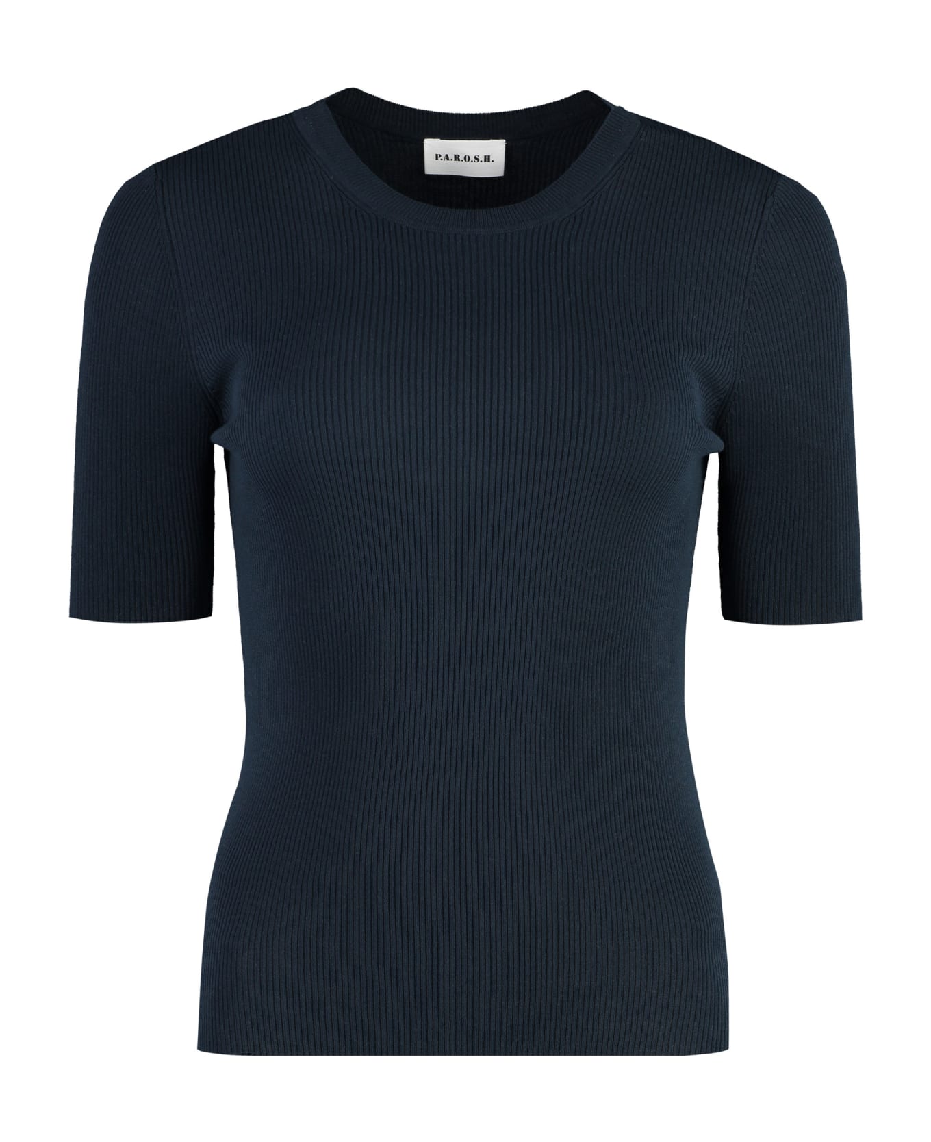 Parosh Knitted T-shirt - blue Tシャツ