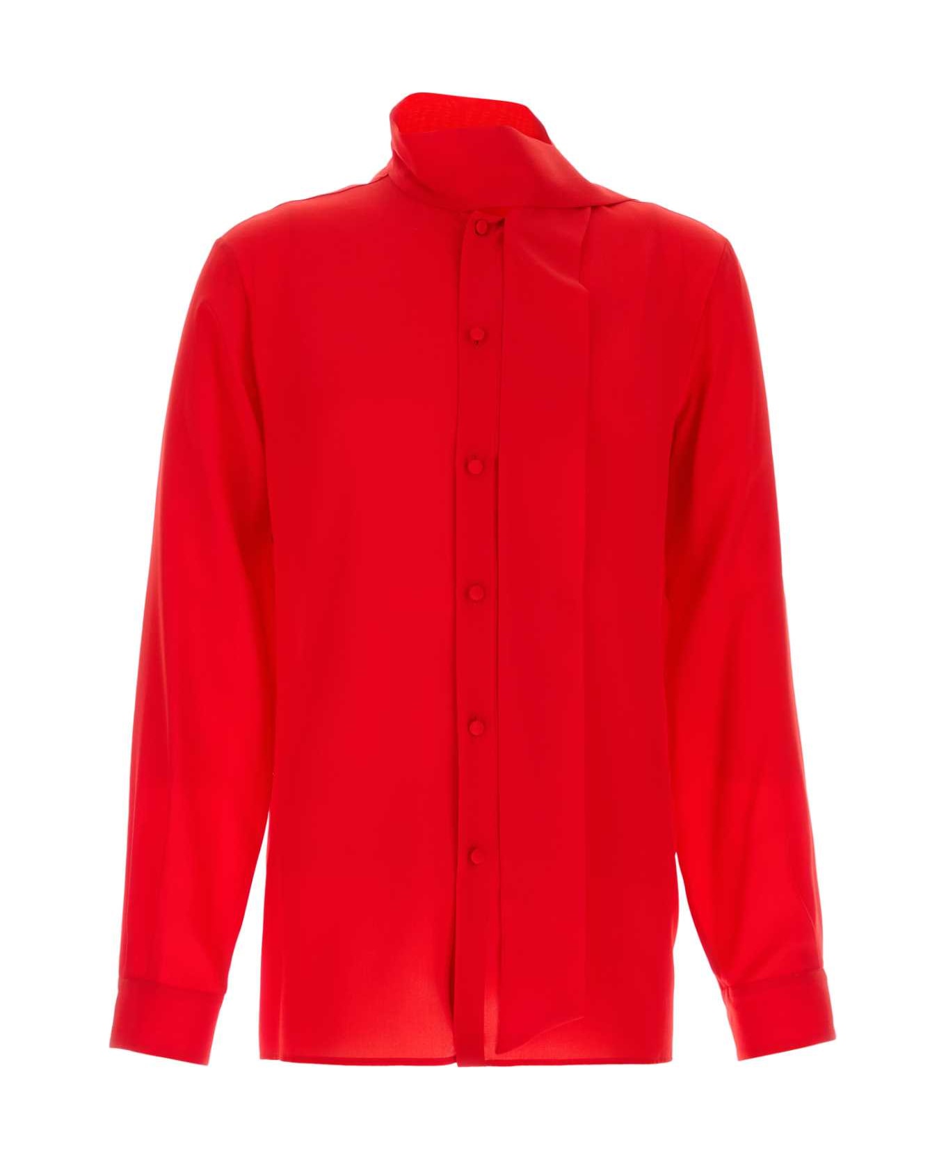 Valentino Garavani Red Crepe Shirt - FLAMESCARLET