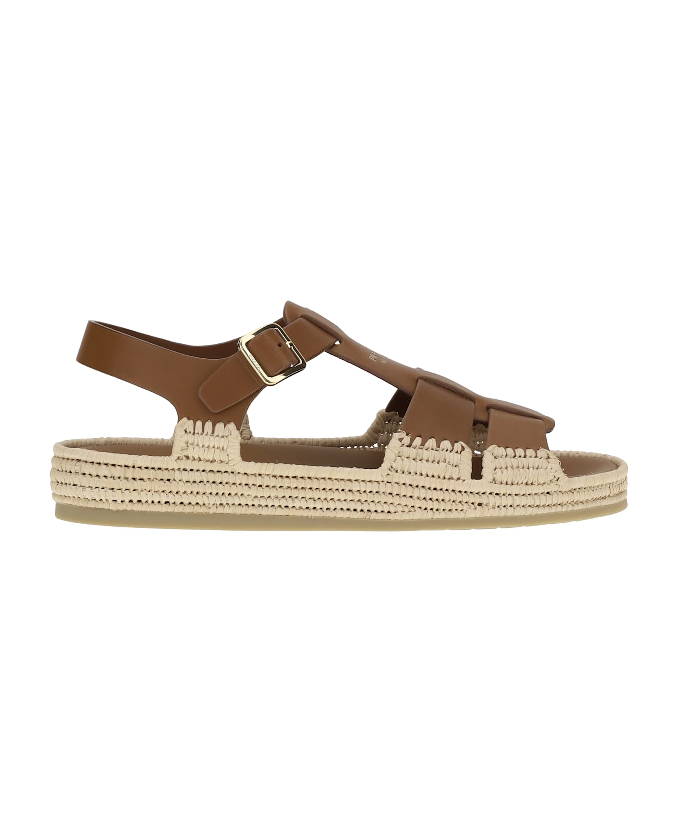 Prada Leather And Raffia Sandals