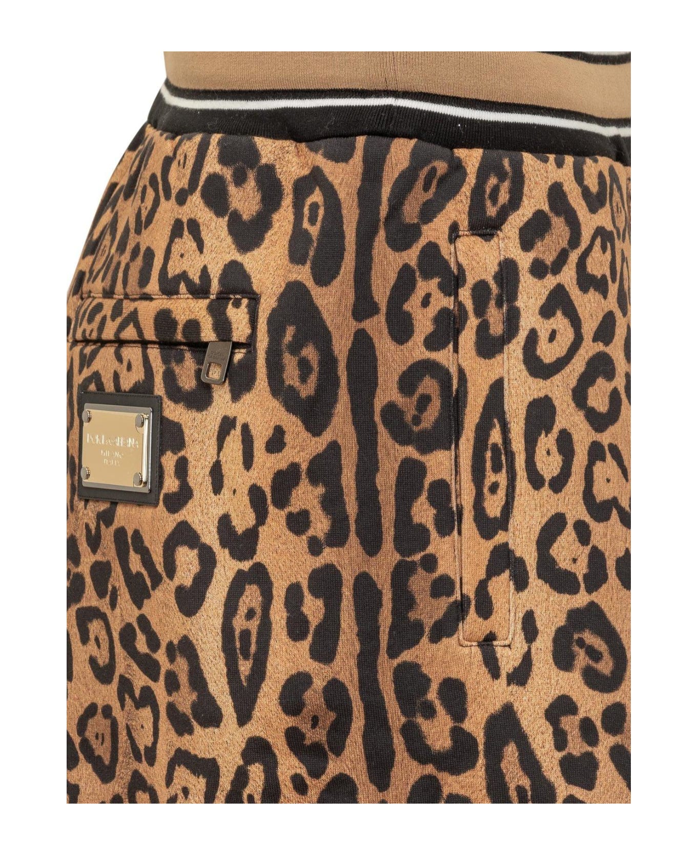 Dolce & Gabbana Cheetah-printed Drawstring Track Shorts - BROWN/BLACK