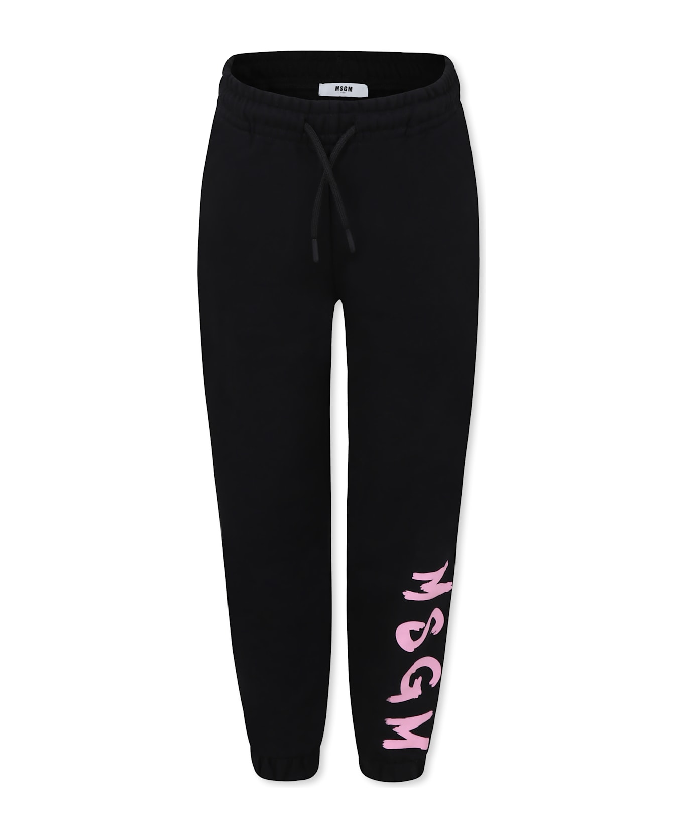 MSGM Black Trousers For Girl With Logo - Black