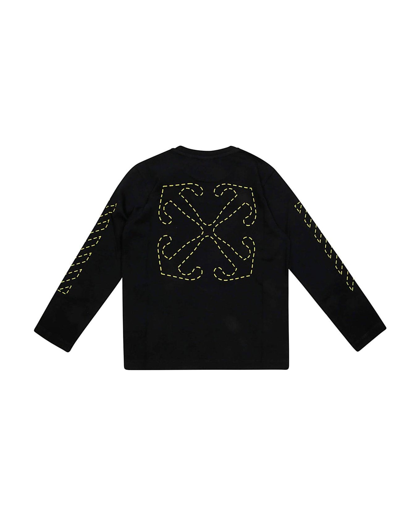 Off-White Logo Printed Crewneck T-shirt - ARROW STITCHED S/S BLACK-LIME