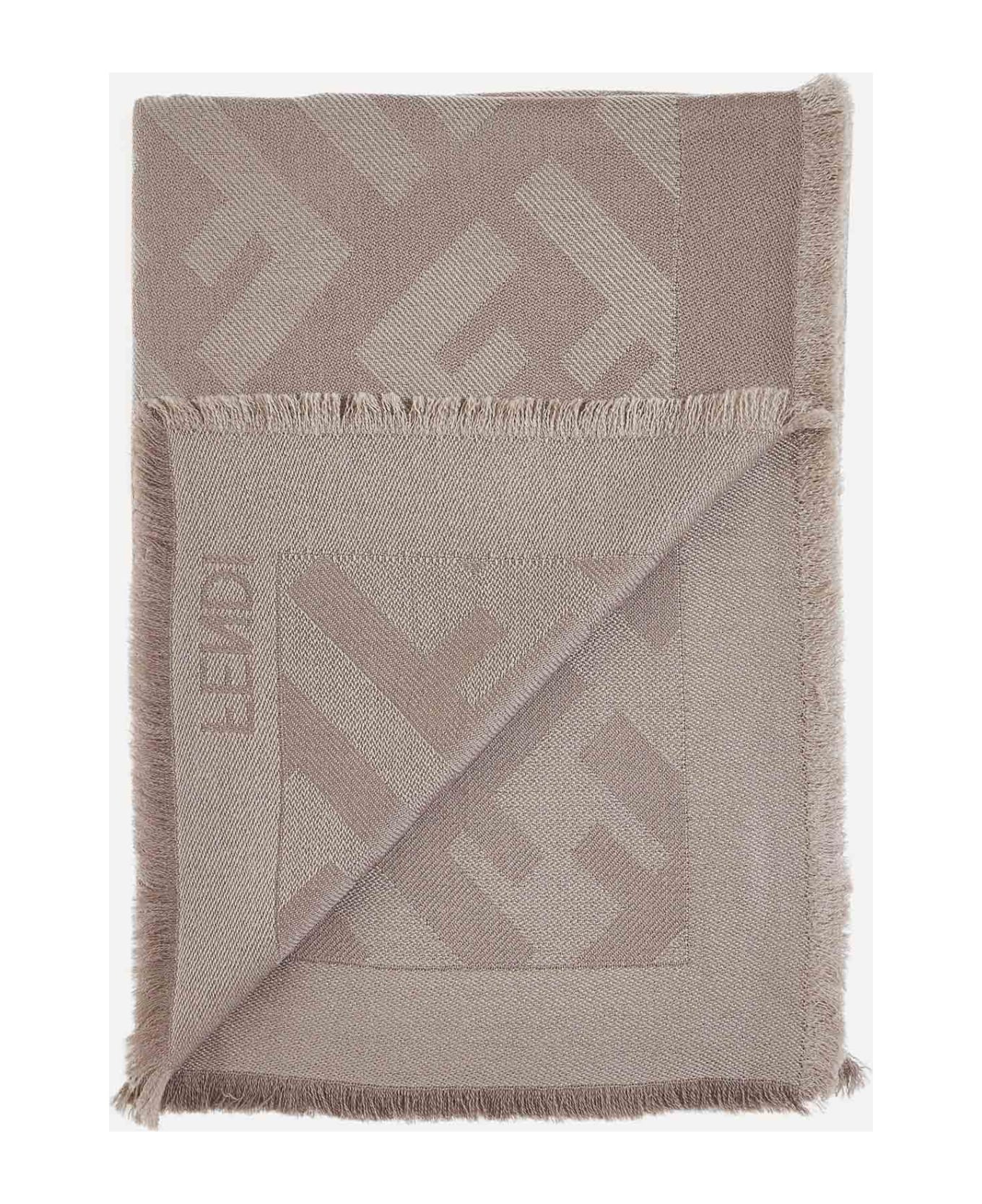 Fendi Ff Wool And Cashmere Shawl - Gray