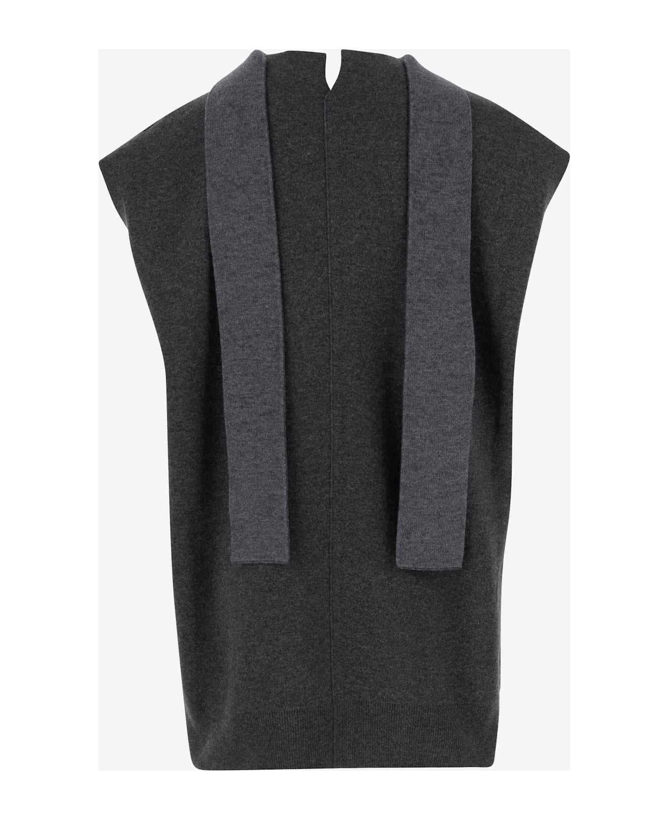 Carven Cashmere Top With Neck Scarf - Grey