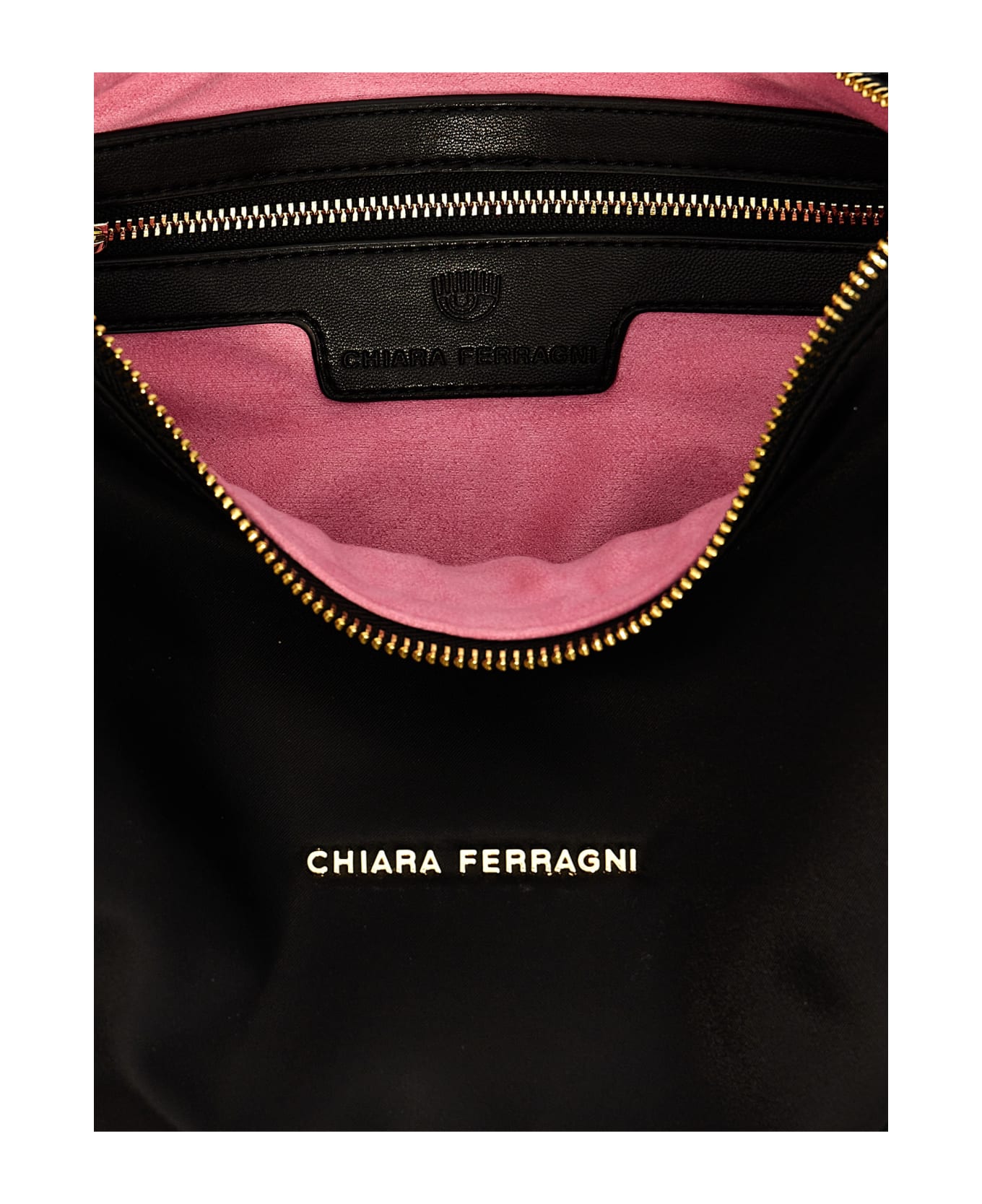 Chiara Ferragni Logo Nylon Shoulder Bag - Black