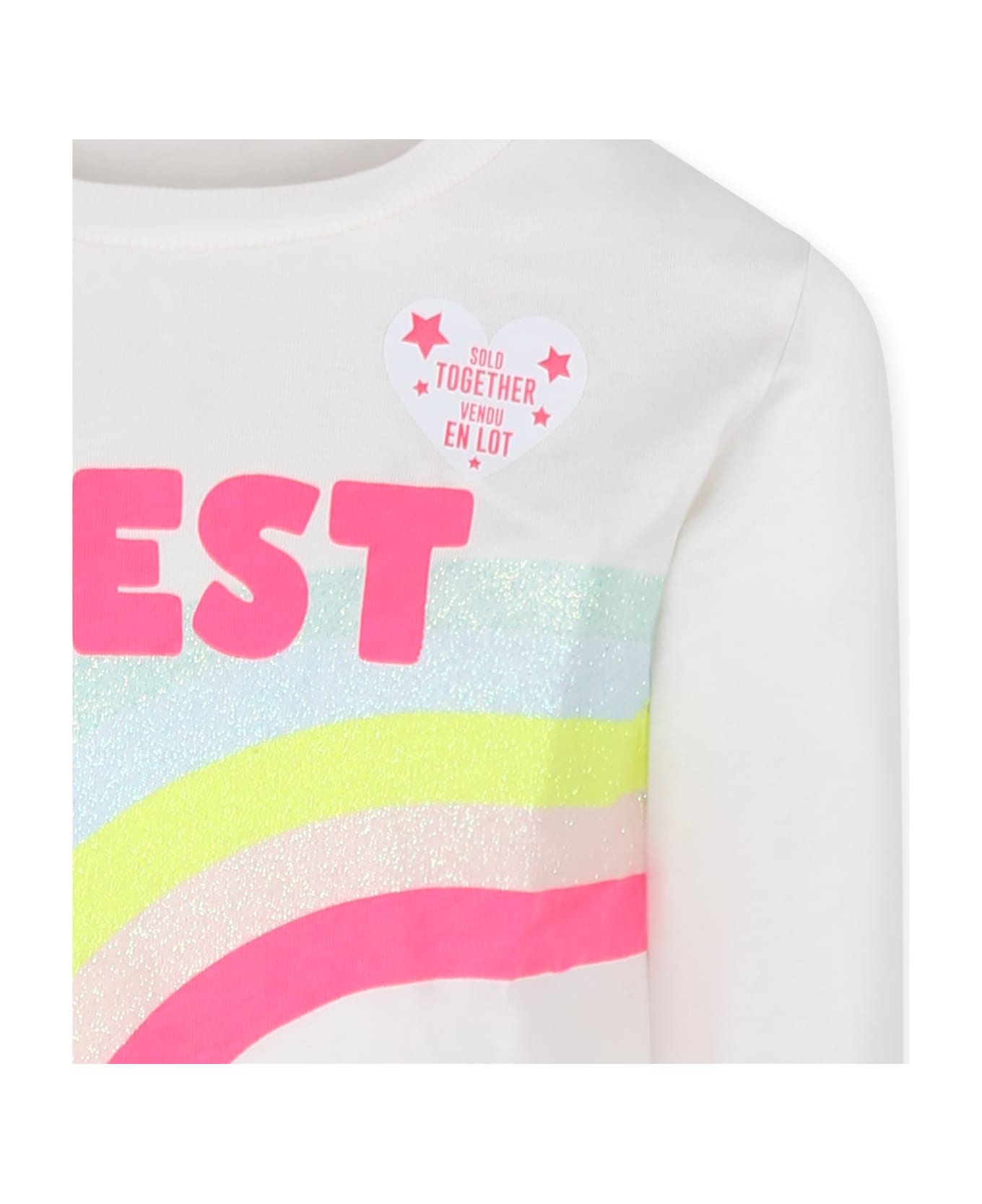 Billieblush Ivory T-shirt Set For Girl With Raibow - Ivory