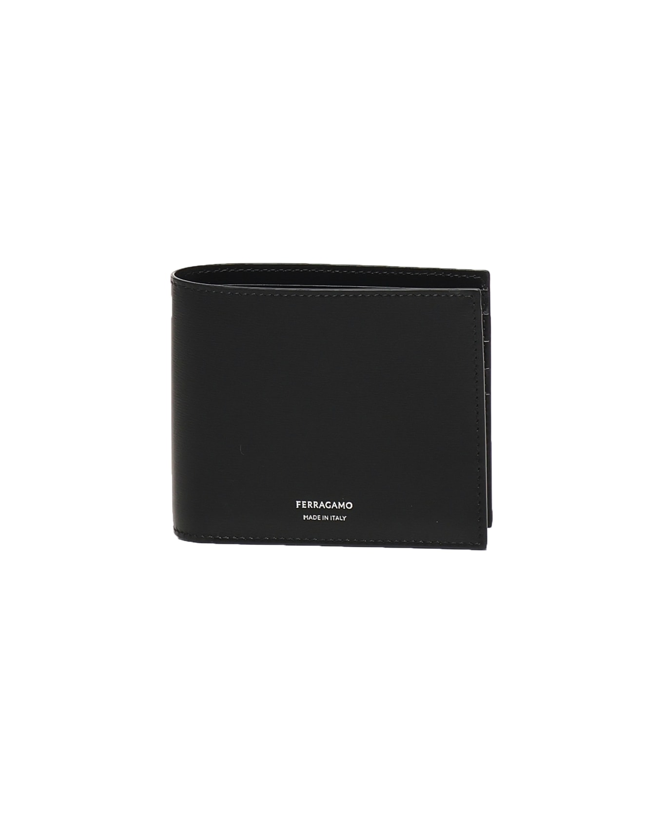 Ferragamo Leather Wallet With Logo - Black