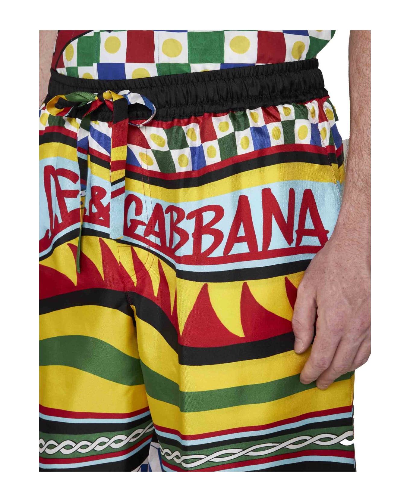 Dolce & Gabbana Printed Satin Bermuda Shorts - Carretto