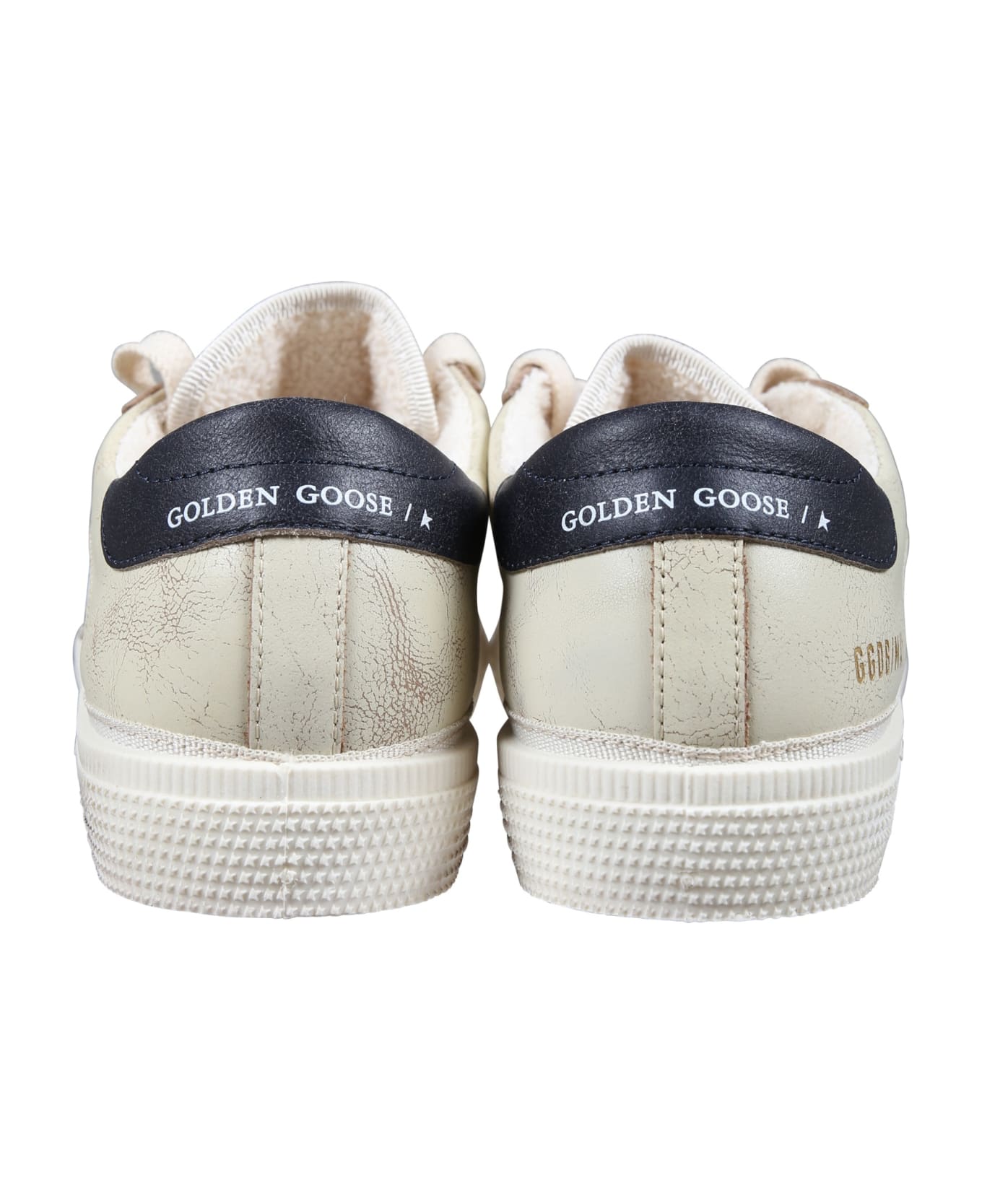Golden Goose Ivory Sneakers For Kids With Logo - NEUTRALS/BLUE シューズ