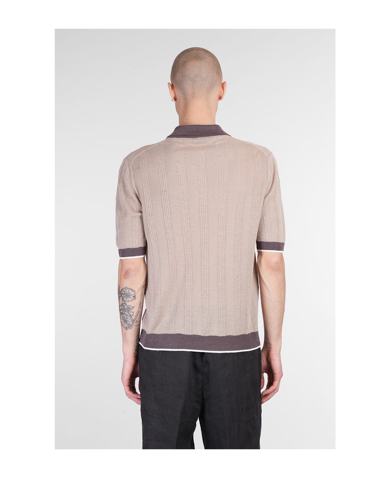 Ballantyne Polo In Beige Linen - beige