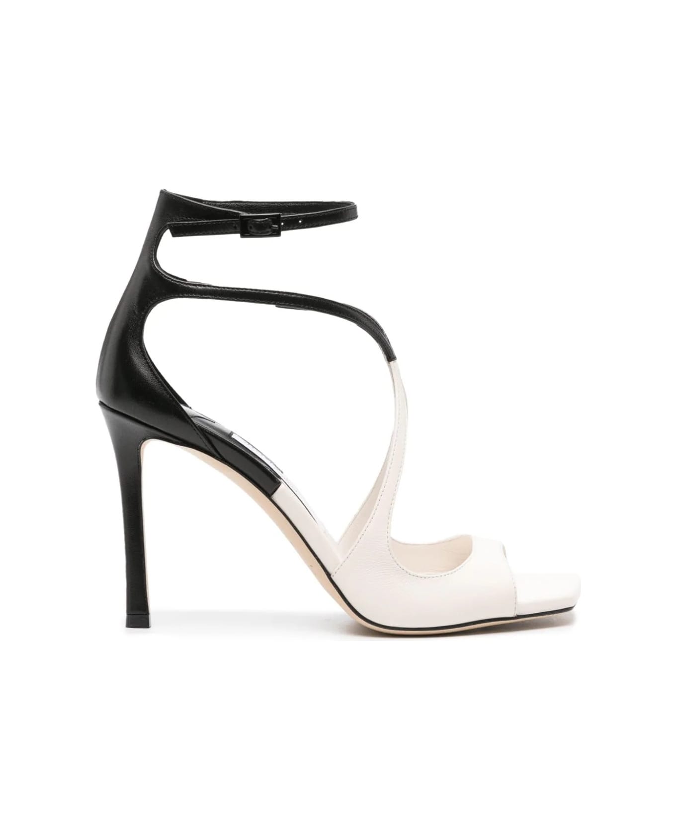 Jimmy Choo Azia Sandals In Black And White Milk Patchwork Nappa Leather - Multicolour
