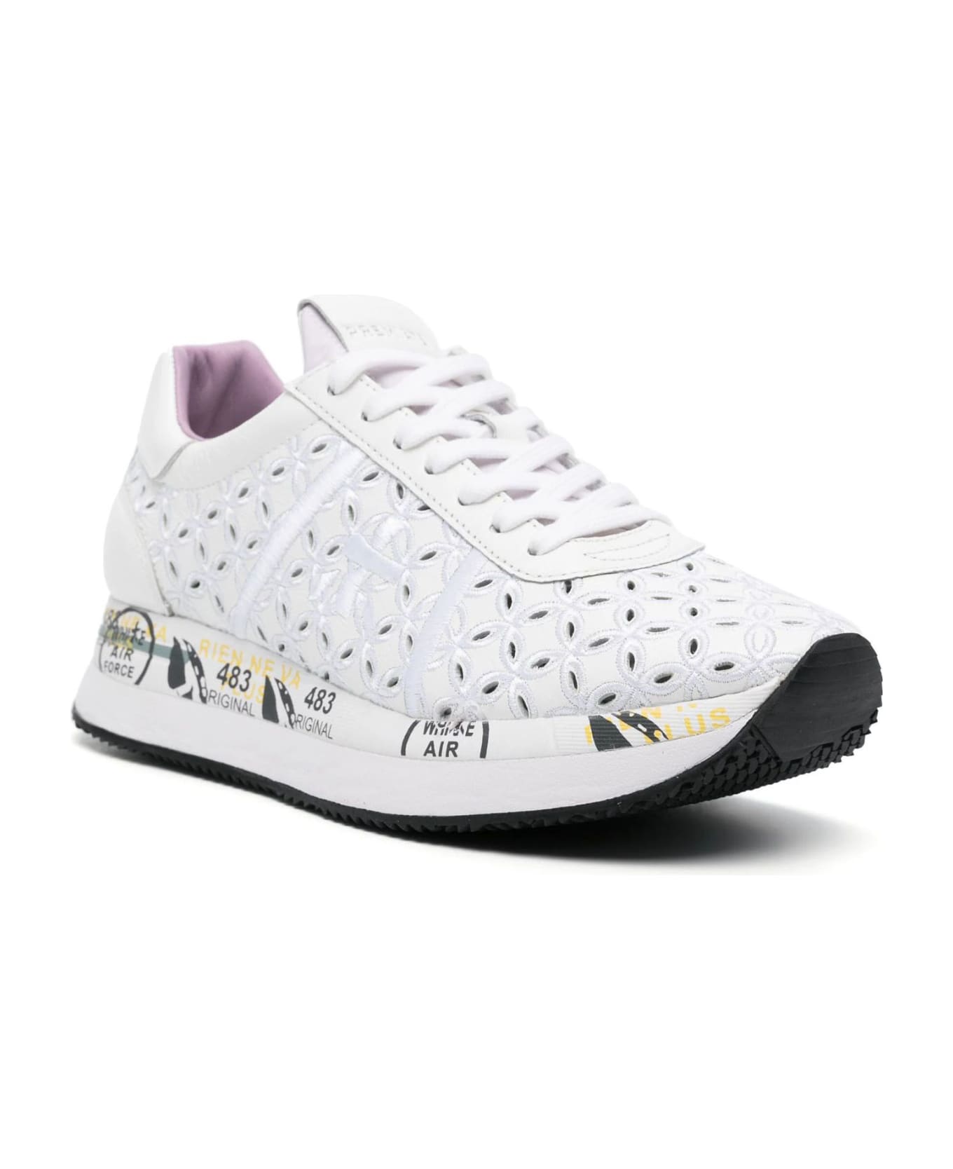 Premiata Conny Broderie-anglaise Sneakers - Bianco/nero
