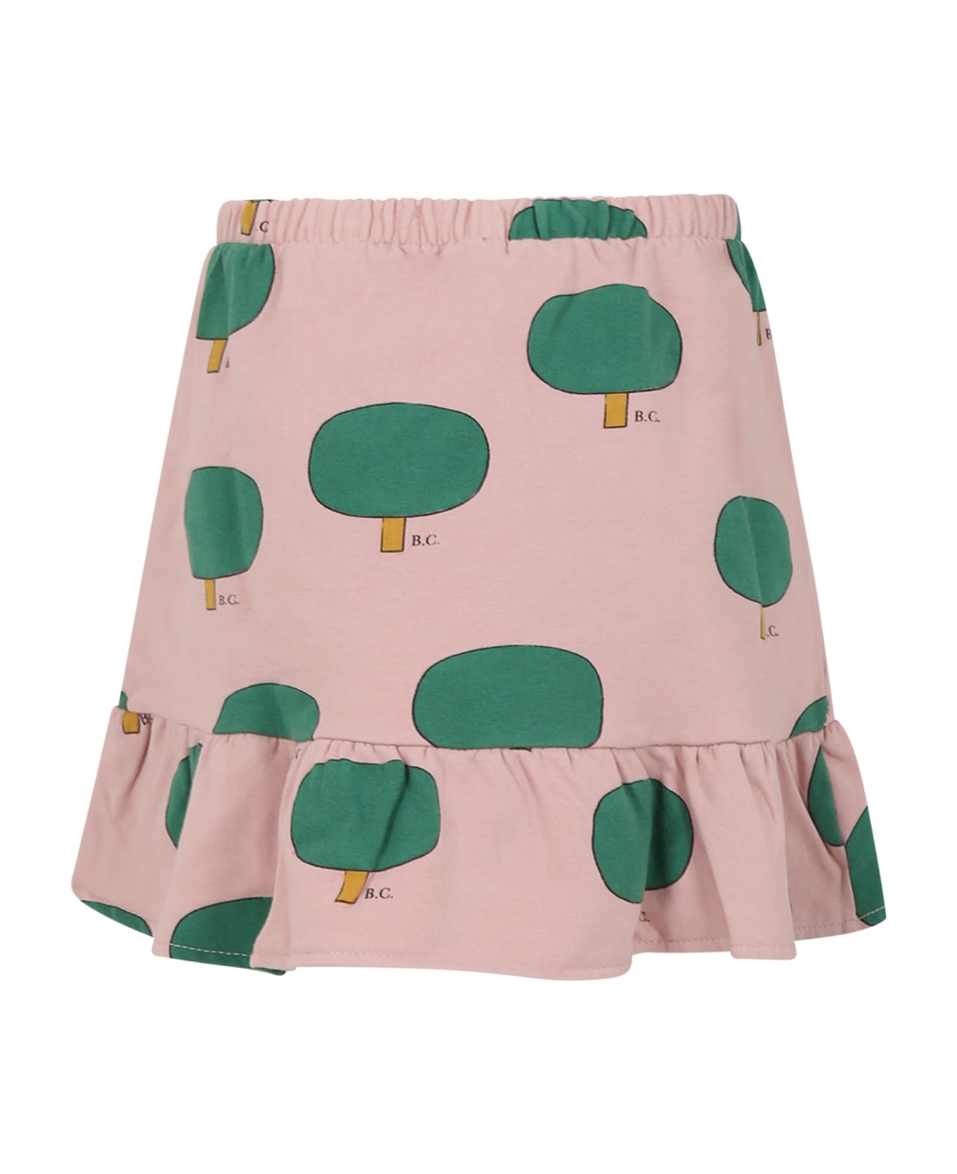Bobo Choses Pink Skirt For Girl With Tree Print - Pink