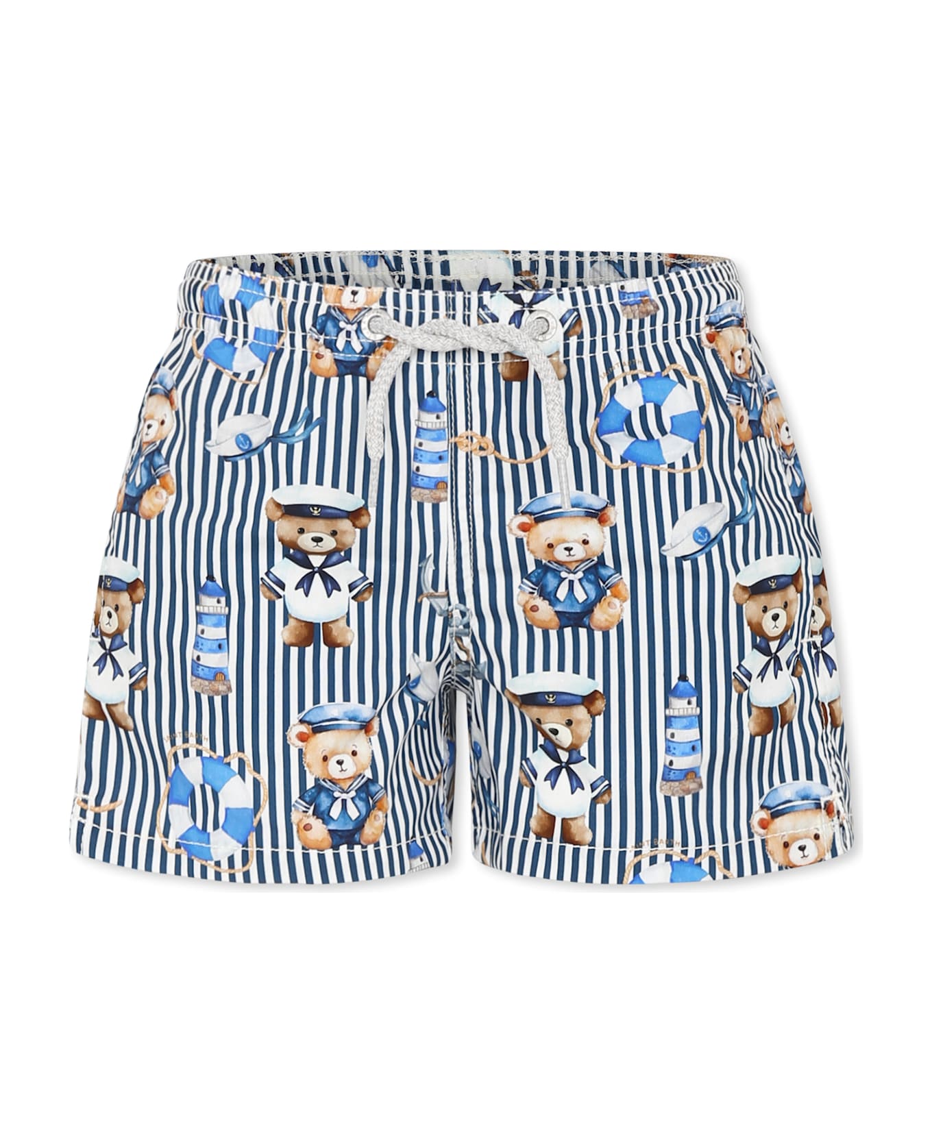 MC2 Saint Barth Blue Swim Short For Boy With Bear - Blue