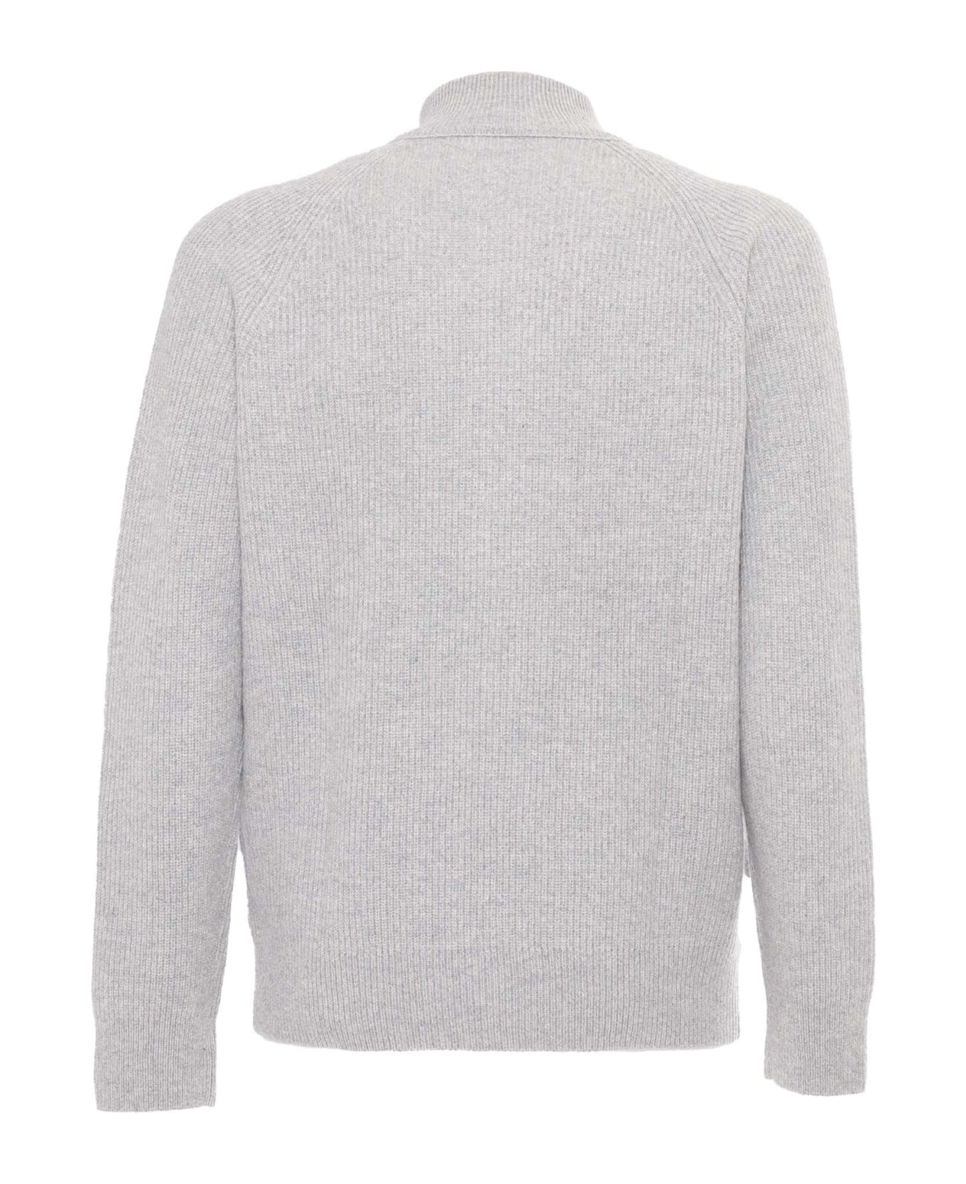 Ballantyne T Neck Full Zip Cardigan - GREY