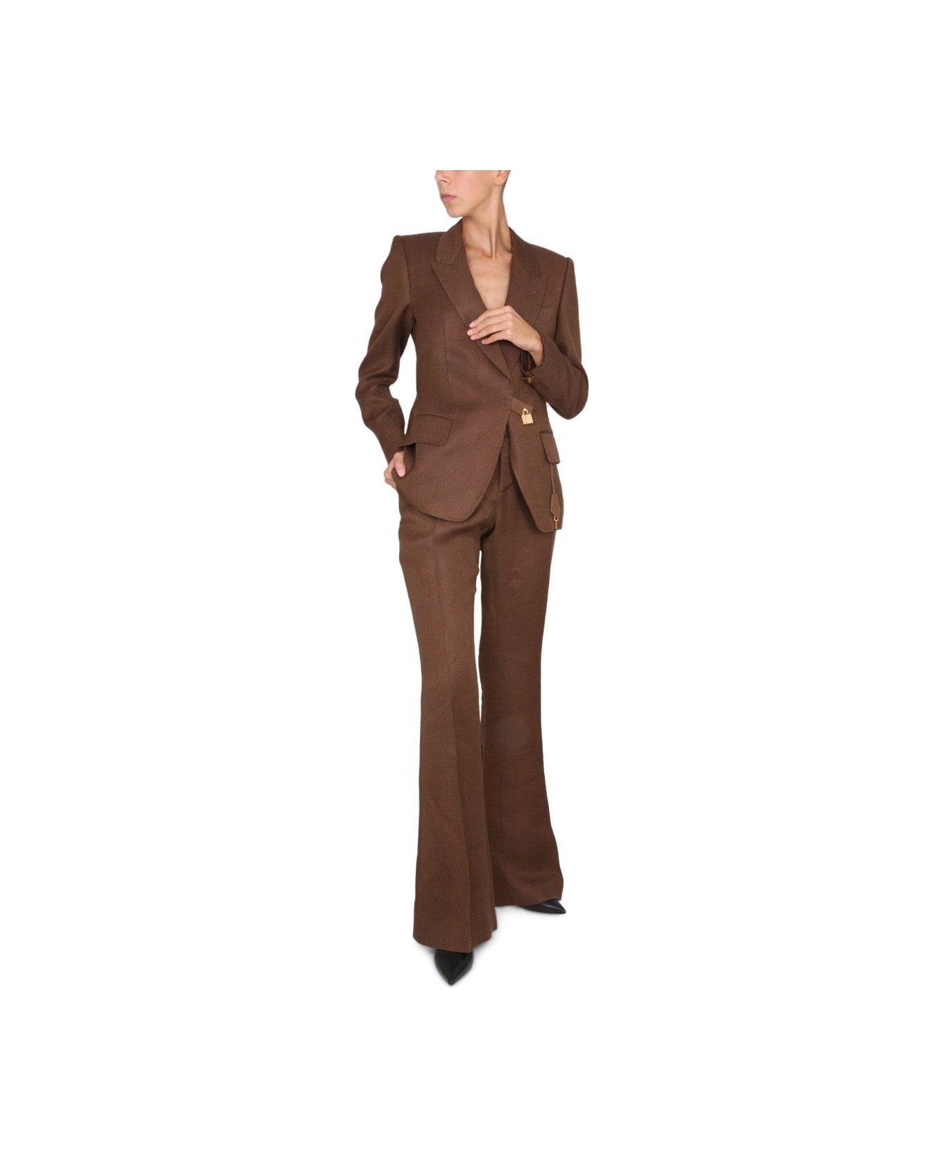 Tom Ford Pleat Detailed Flared Pants - BROWN