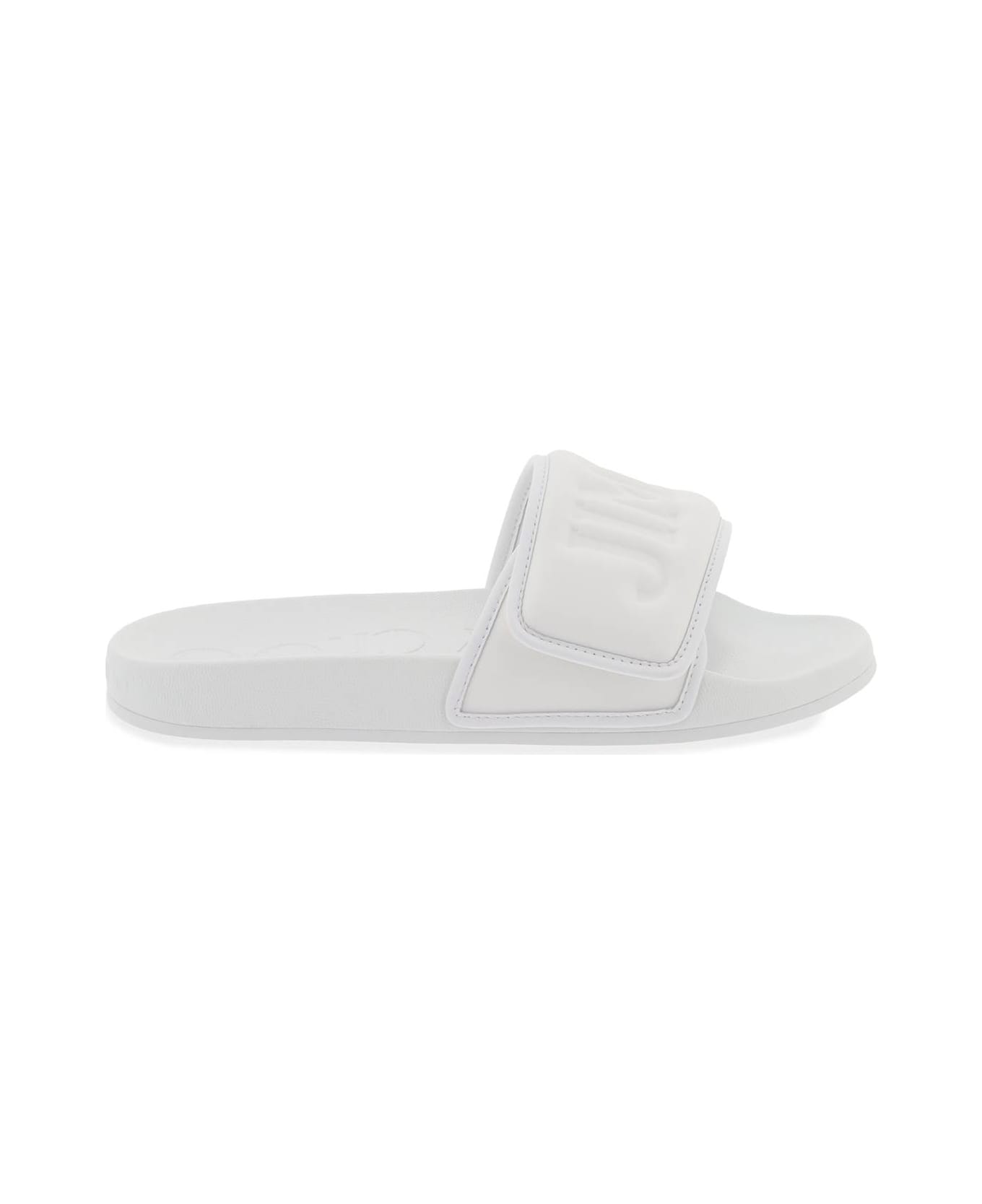 Jimmy Choo Fitz Slides With Lycra Logoed Bang - V WHITE WHITE (White) サンダル