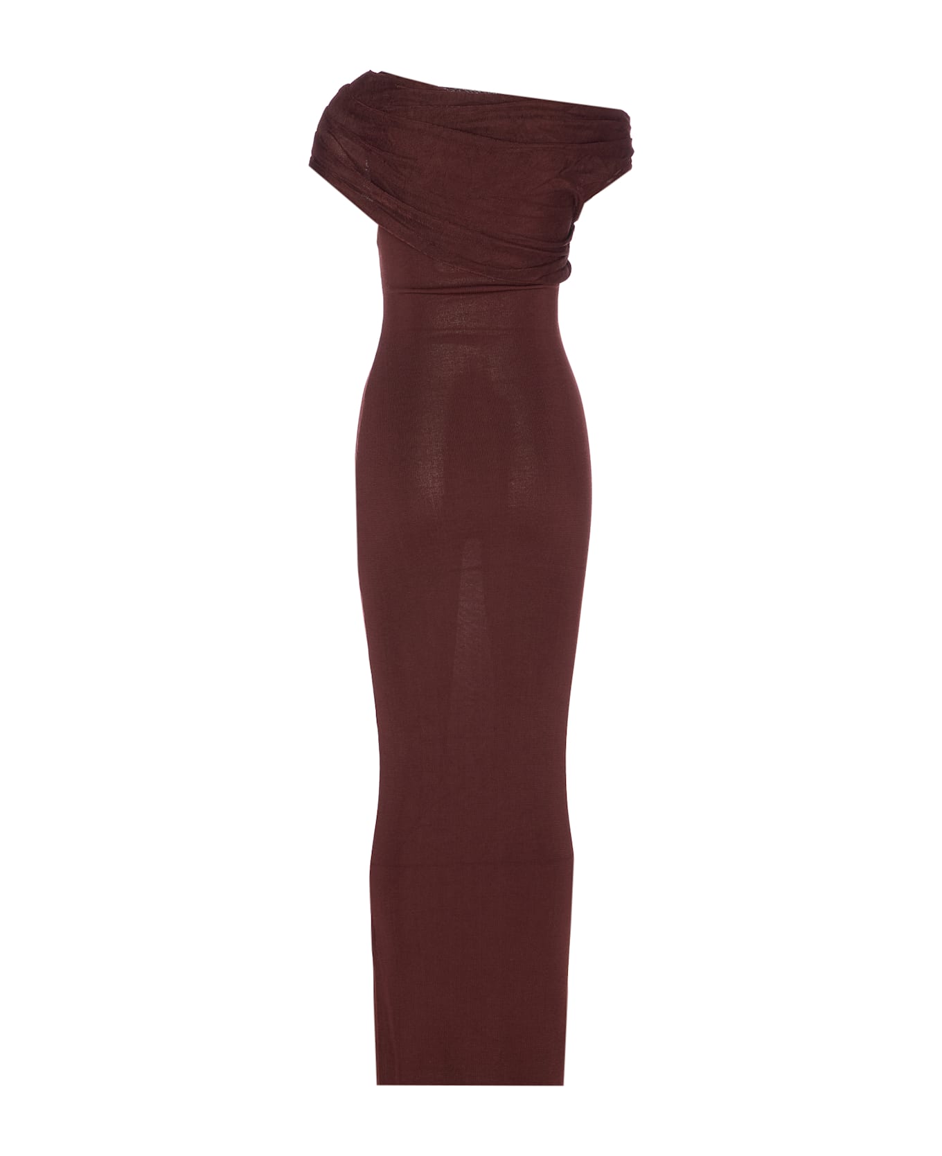 self-portrait Draped Knit Midi Dress - Brown