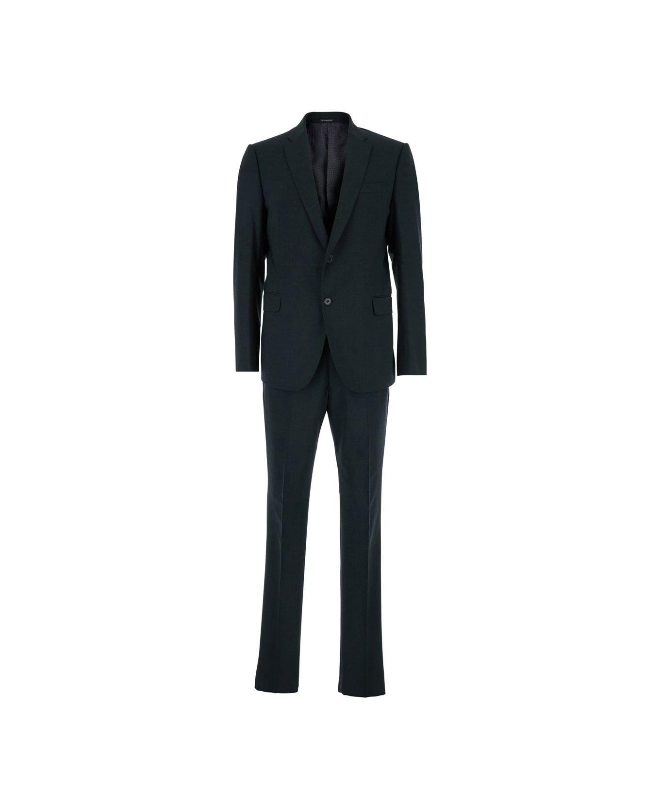 Emporio Armani Grey Single-breasted Suit With Notched Revers In Wool Blend Man - Grey