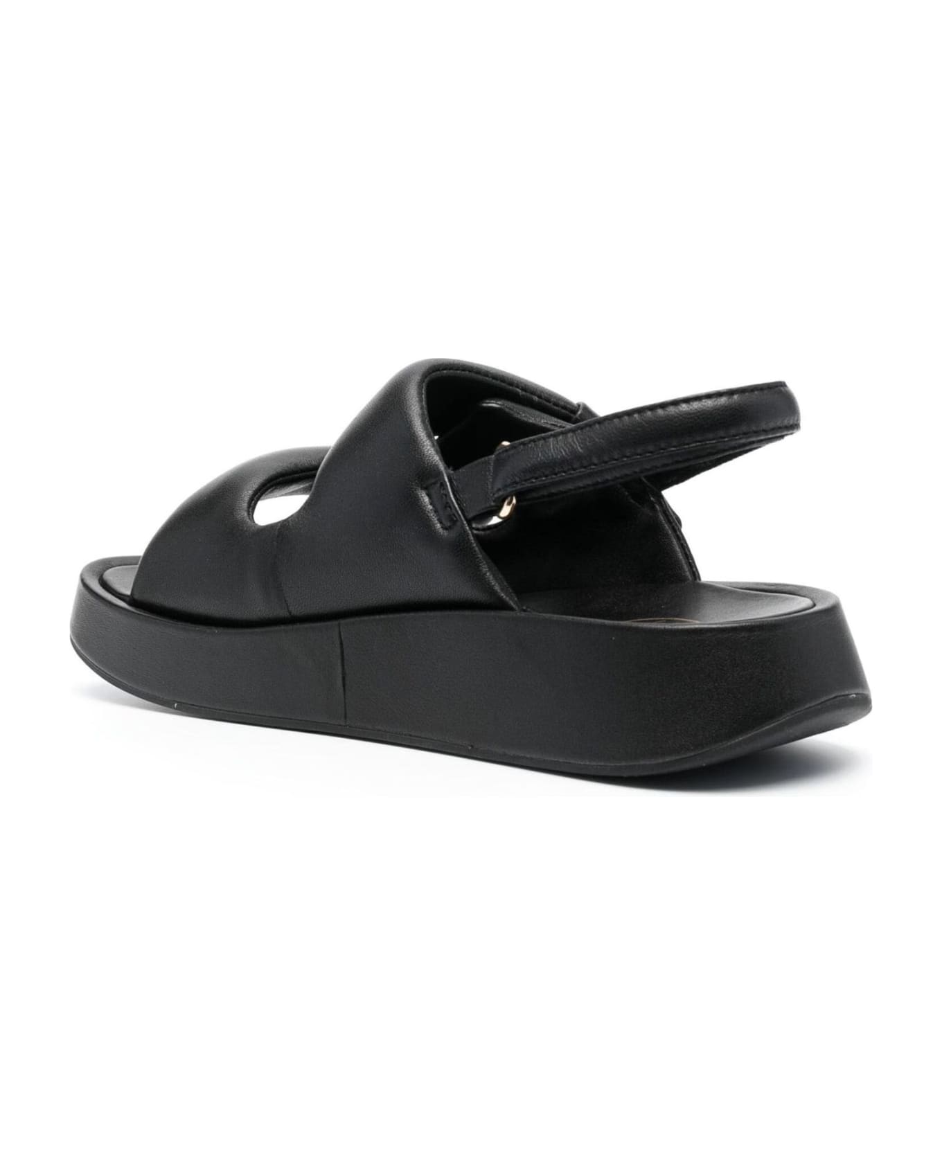 Ash Black Calf Leather Vinci Sandals - Black