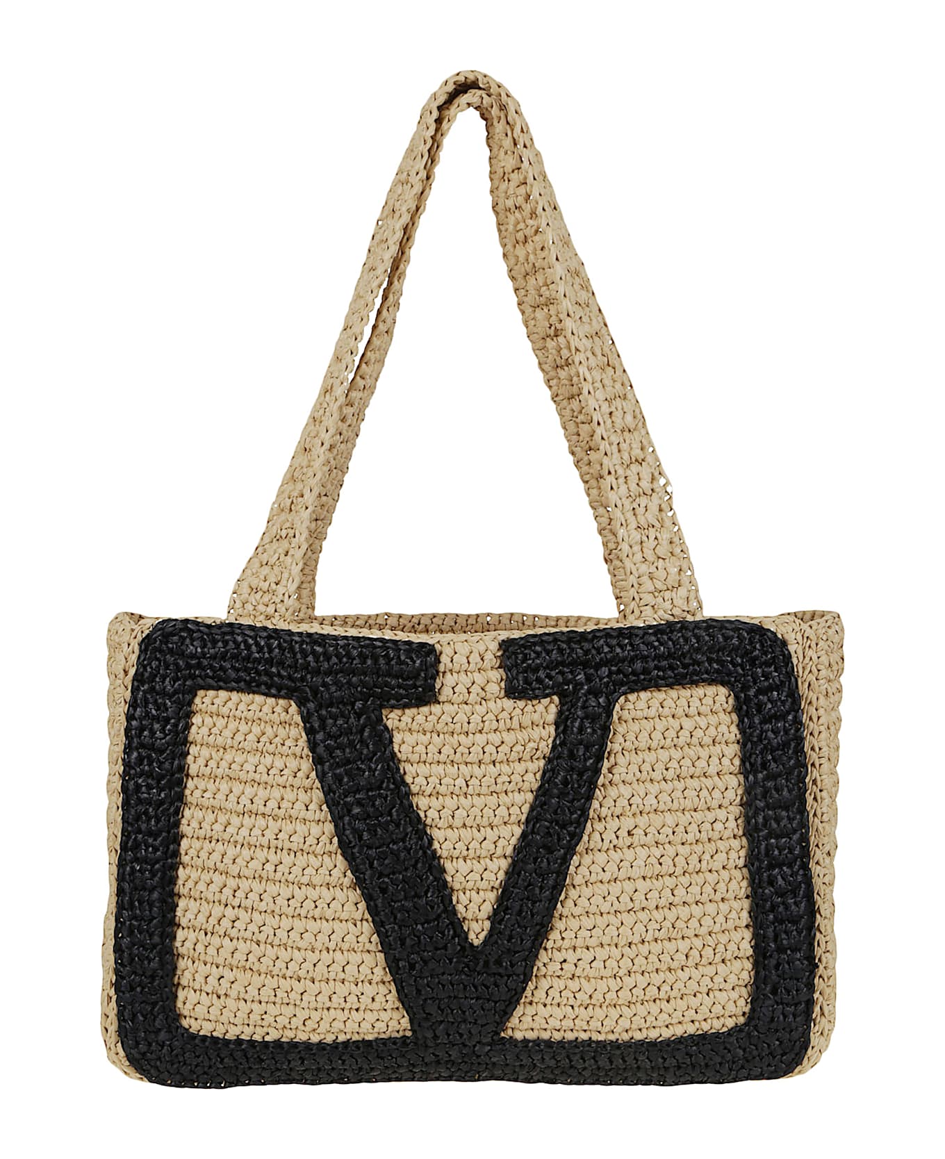 Valentino Garavani Medium Tote Viva Superstar Crochet Rafia - Beige