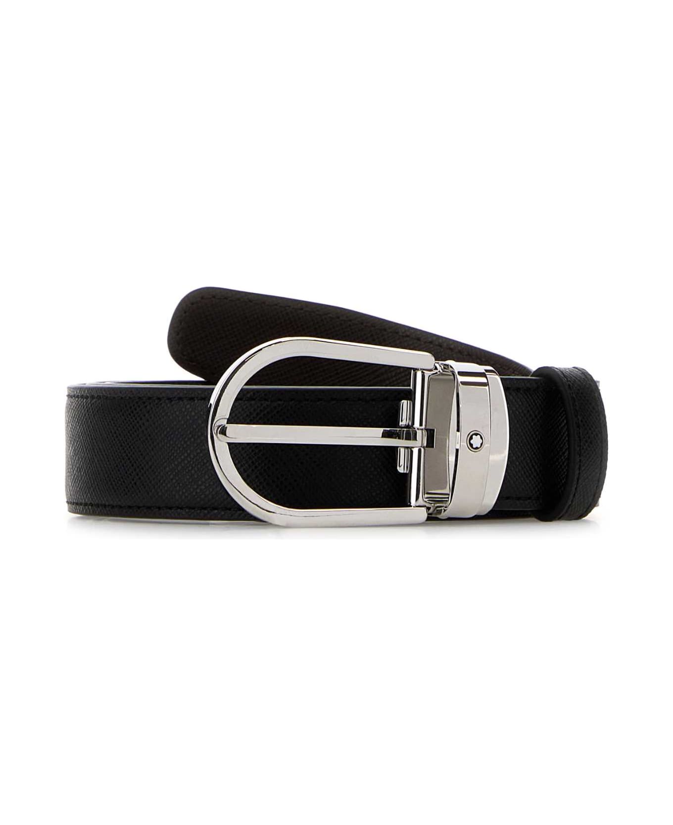 Montblanc Black Leather Reversible Belt - 000