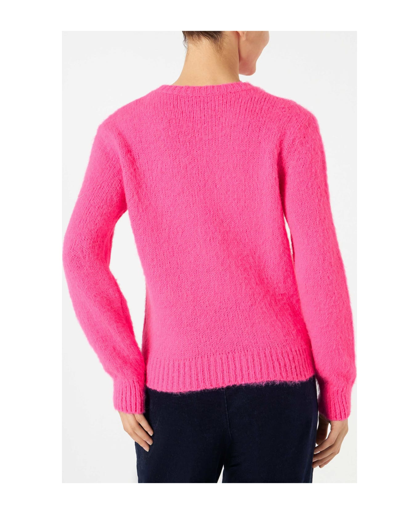 MC2 Saint Barth Woman Fluo Pink Brushed Sweater With Adoro Print - PINK