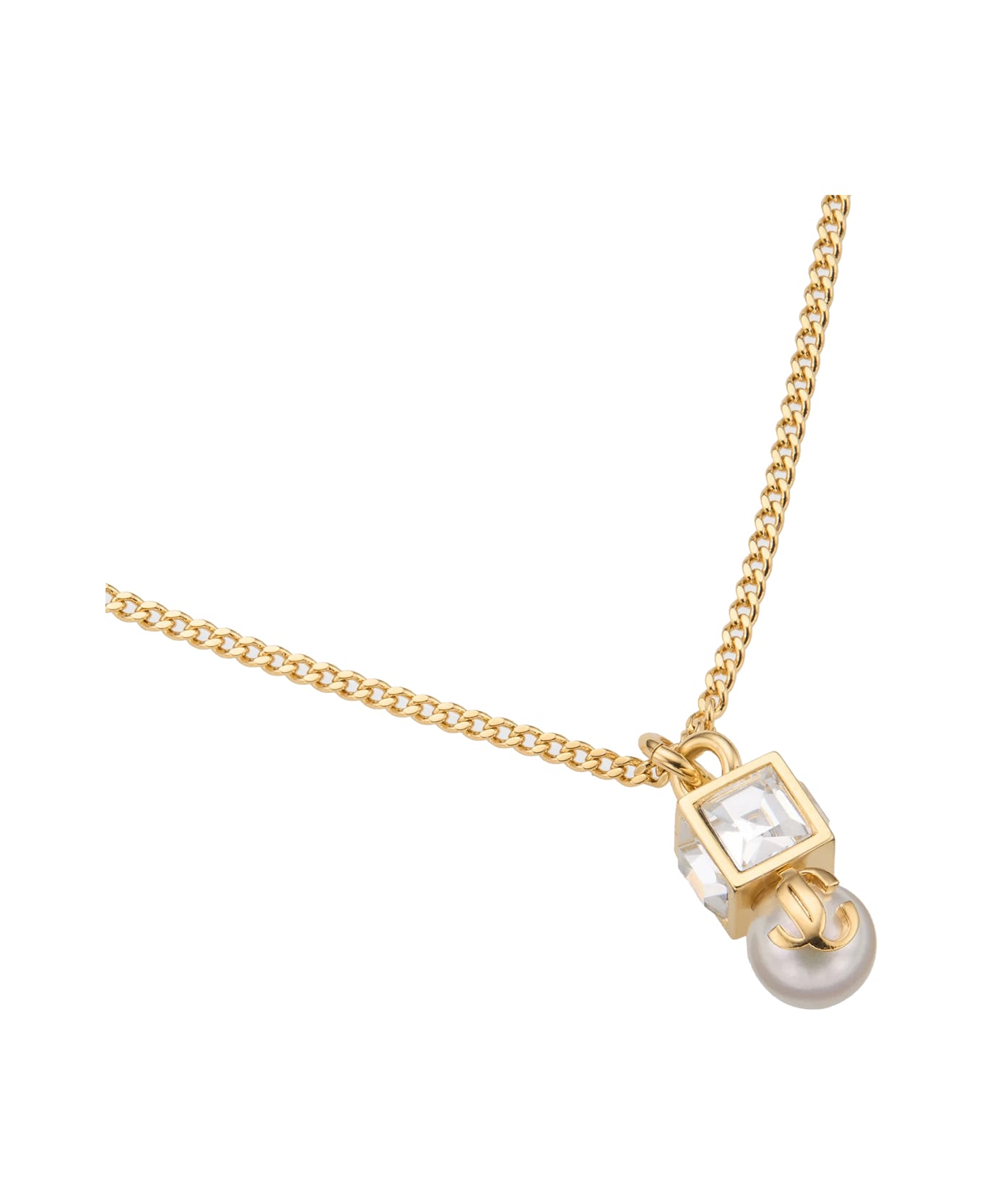 Jimmy Choo Jc Pearl Cube Necklace - Golden