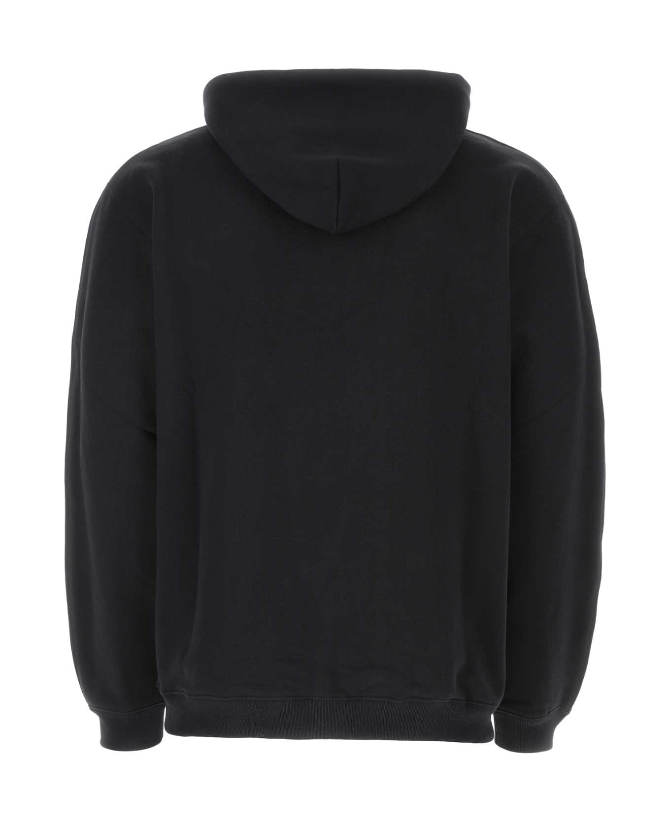 VTMNTS Black Cotton Blend Oversize Sweatshirt - BLACKWHITE フリース