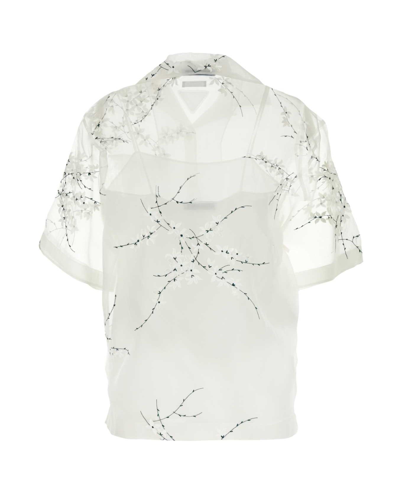 Prada White Silk Blend See-through Shirt - BIANCO シャツ