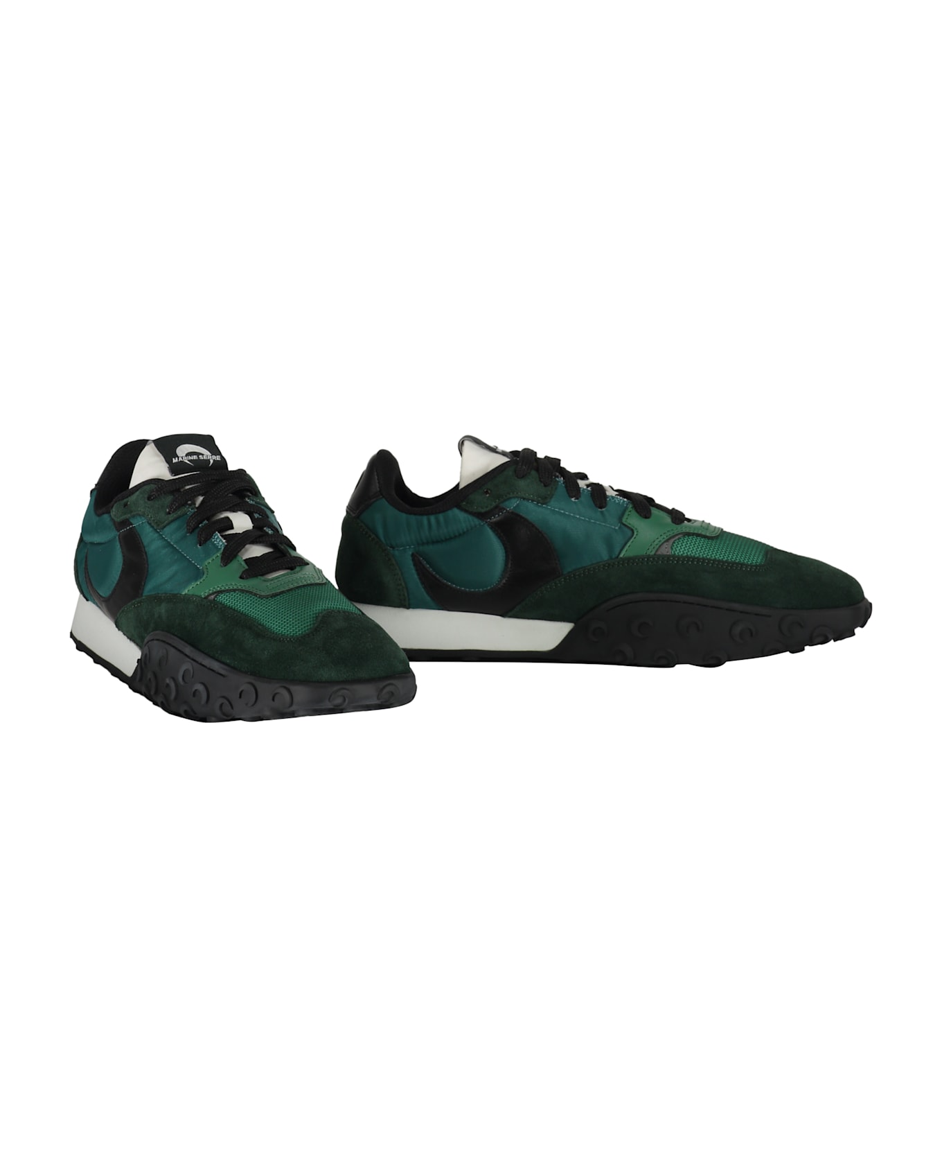 Marine Serre Leather And Suede Inserts Sneakers - green