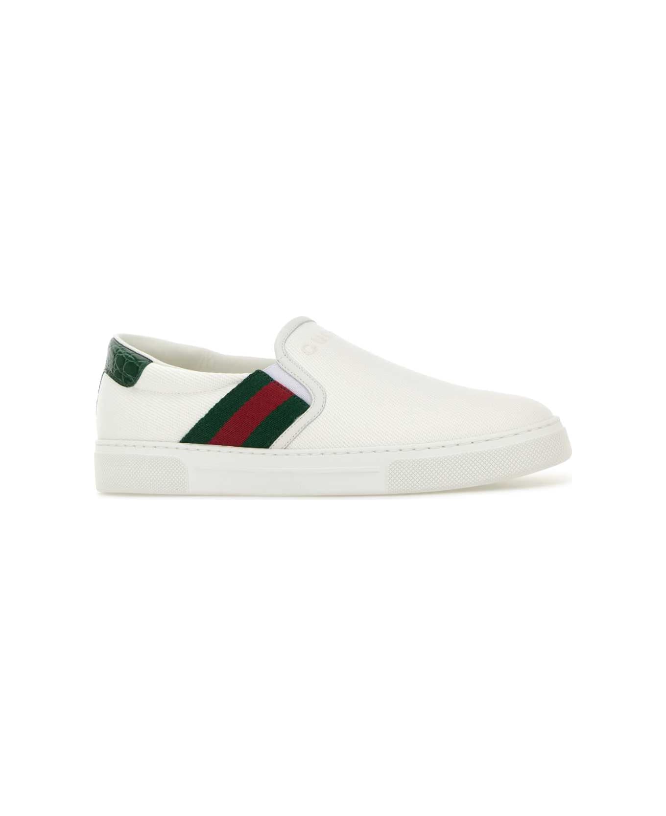 Gucci White Canvas Ace Slip Ons - GWGWGWVRVGWGRA