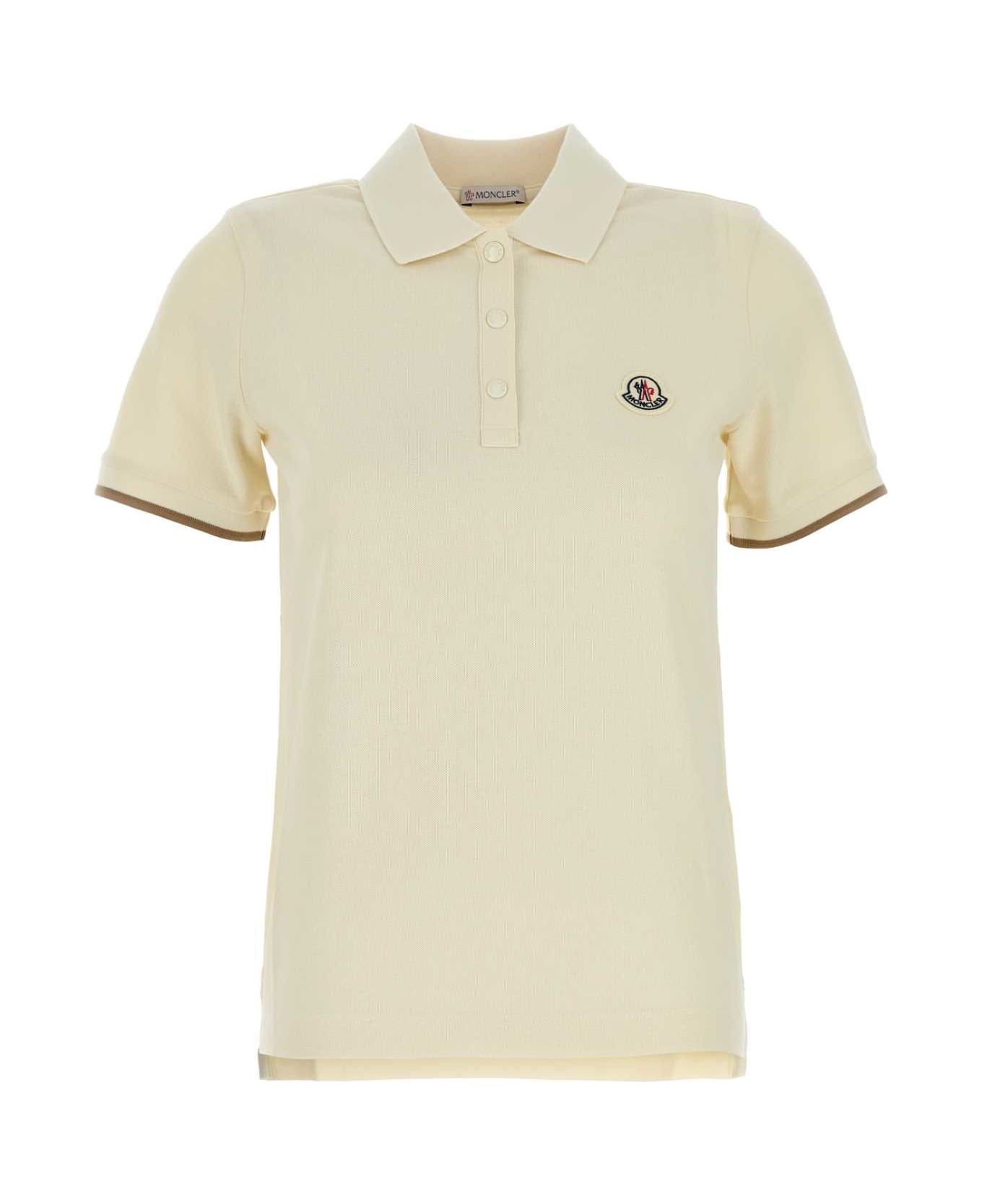Moncler Cream Piquet Polo Shirt - White