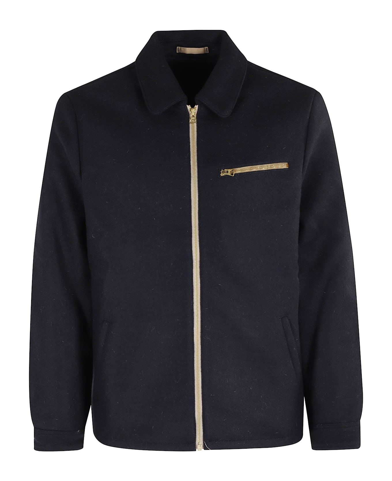Fortela Superfine Wool Zipper Jacket - Blue Blu